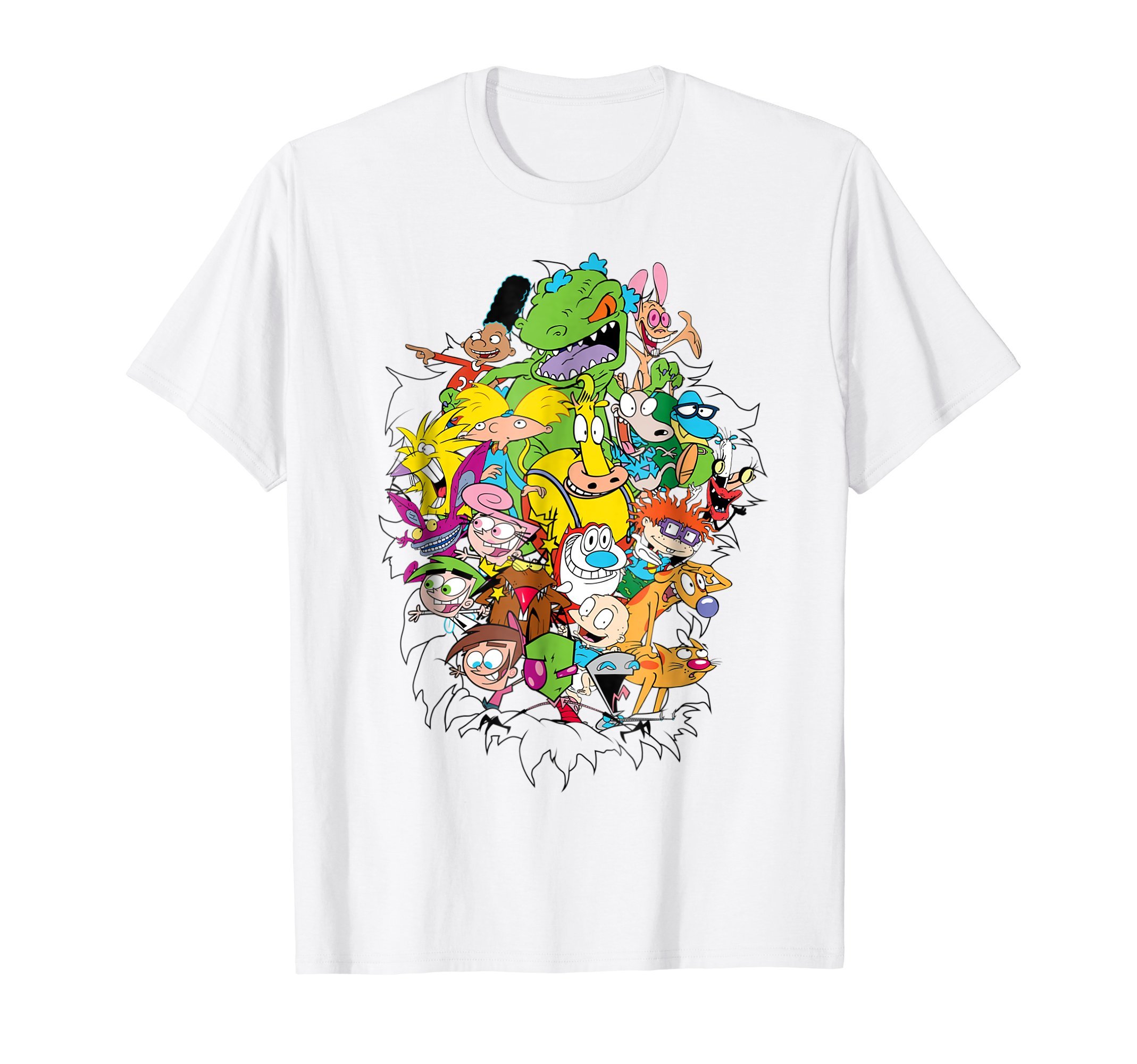 NickelodeonClassic Characters Bursting Through Graphic Tee T-ShirtOEKO-TEX STANDARD 100