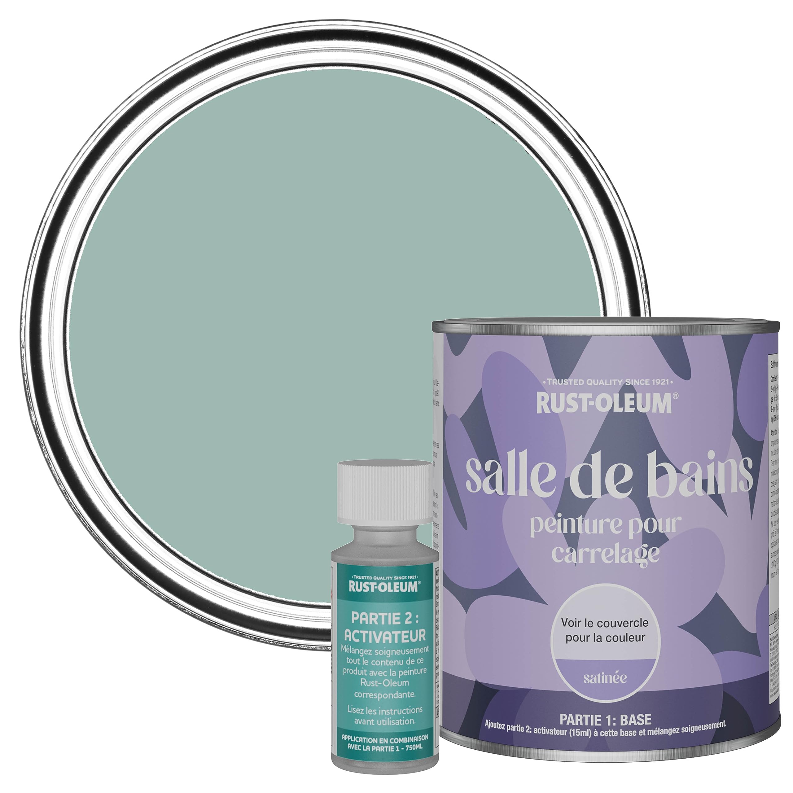 Rust-Oleum Peinture Bleue Résistante à l'eau pour Carrelage de Salle de Bain, Finition Satinée - Bleu Littoral 750ml