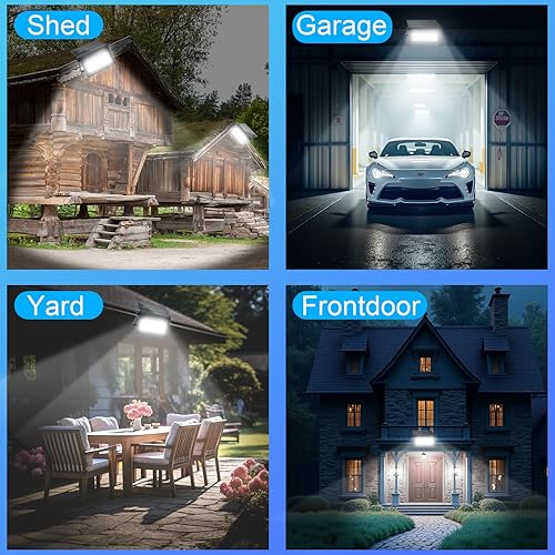 Miniatura 7 de Luces solares de seguridad de 150 W, luces de inundación solares, luces solares impermeables para exteriores, luces de seguridad alimentadas por