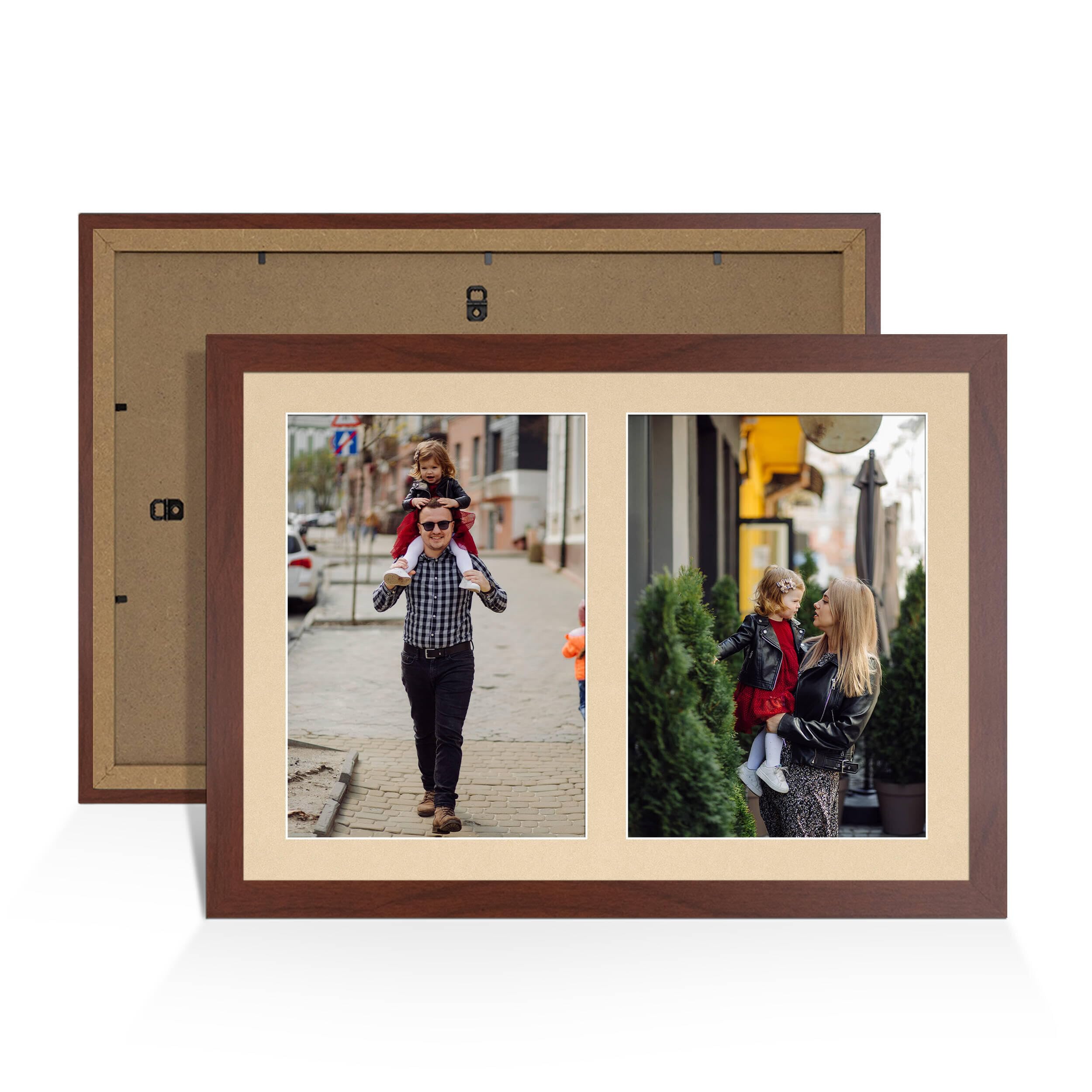 Alison Kingsgate Rose Wood 20x14 Photo frames for multiple pictures -2 Apertures Collage Frame with Ivory Mount - Holds (2x) A4 Photos - Engineered Wood & Perspex