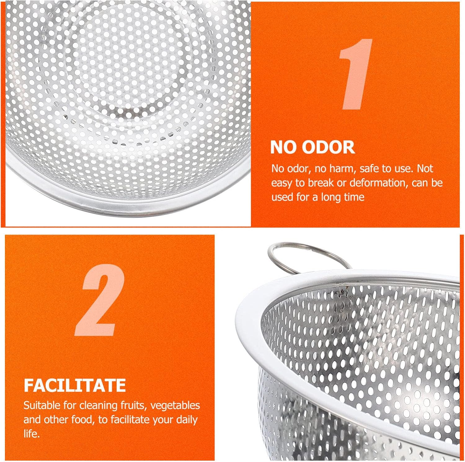 Kichvoe Stainless Steel Drain Basket 6.49 in Kitchen Colander for Fruit Washing Vegetable Rinsing Water Straining Compact Food Strainer for Sink Use 1 Pack
