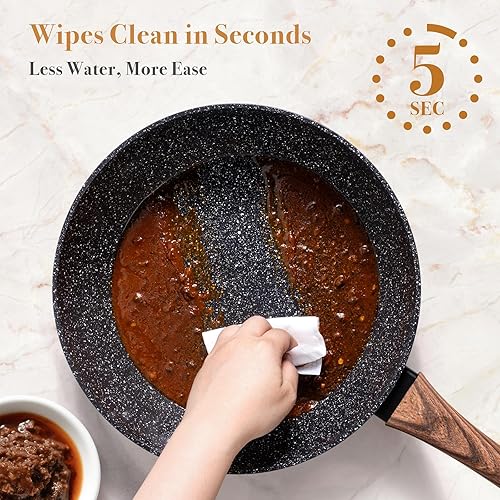 Miniatura 7 de PekGema Juego de utensilios de cocina de cerámica, ollas y sartenes antiadherentes, no tóxico, saludable, antiadherente, utensilios de cocina de