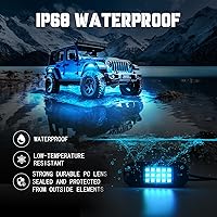 Vista 3 de SHINIGHT - Luces LED de roca para camiones, kit de luces de 12 cápsulas para Jeep, kit de iluminación exterior con control por aplicación, modo