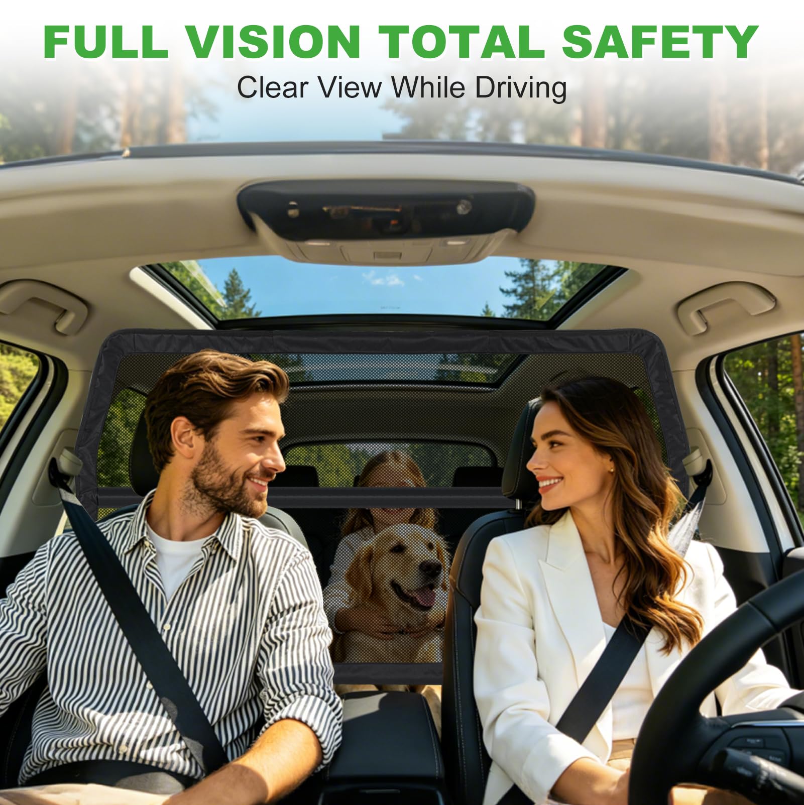 LIROPAU Griglia per cani per auto, per sedile posteriore e bagagliaio, rete di sicurezza per cani, griglia di separazione universale per SUV, camion