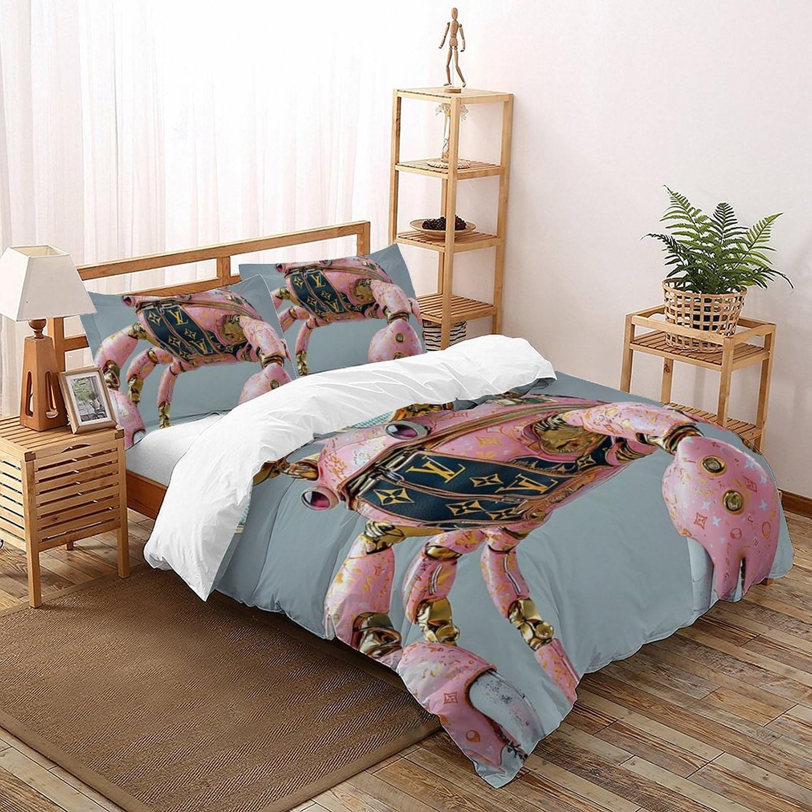 Housse de couette animaux 3D en microfibre anti-plis avec zip pour garçon