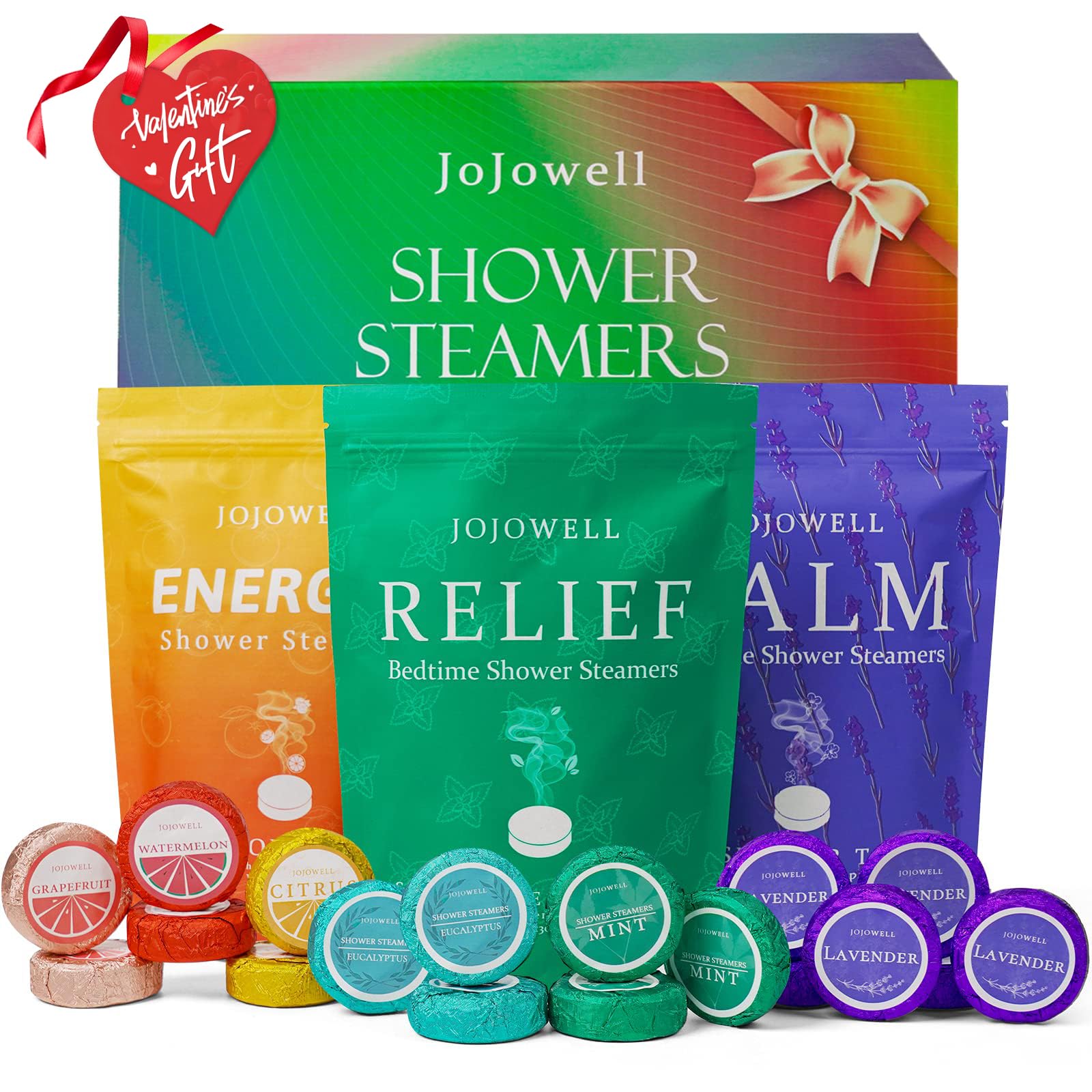 JoJowell Shower Steamers Aromatherapy 18 Pack - Birthday Gifts for Women Mom Men, Valentines Day Gift for Her Him, Gifts Set with Natural Essentials Oil for Self Care Relaxation Stress Relief