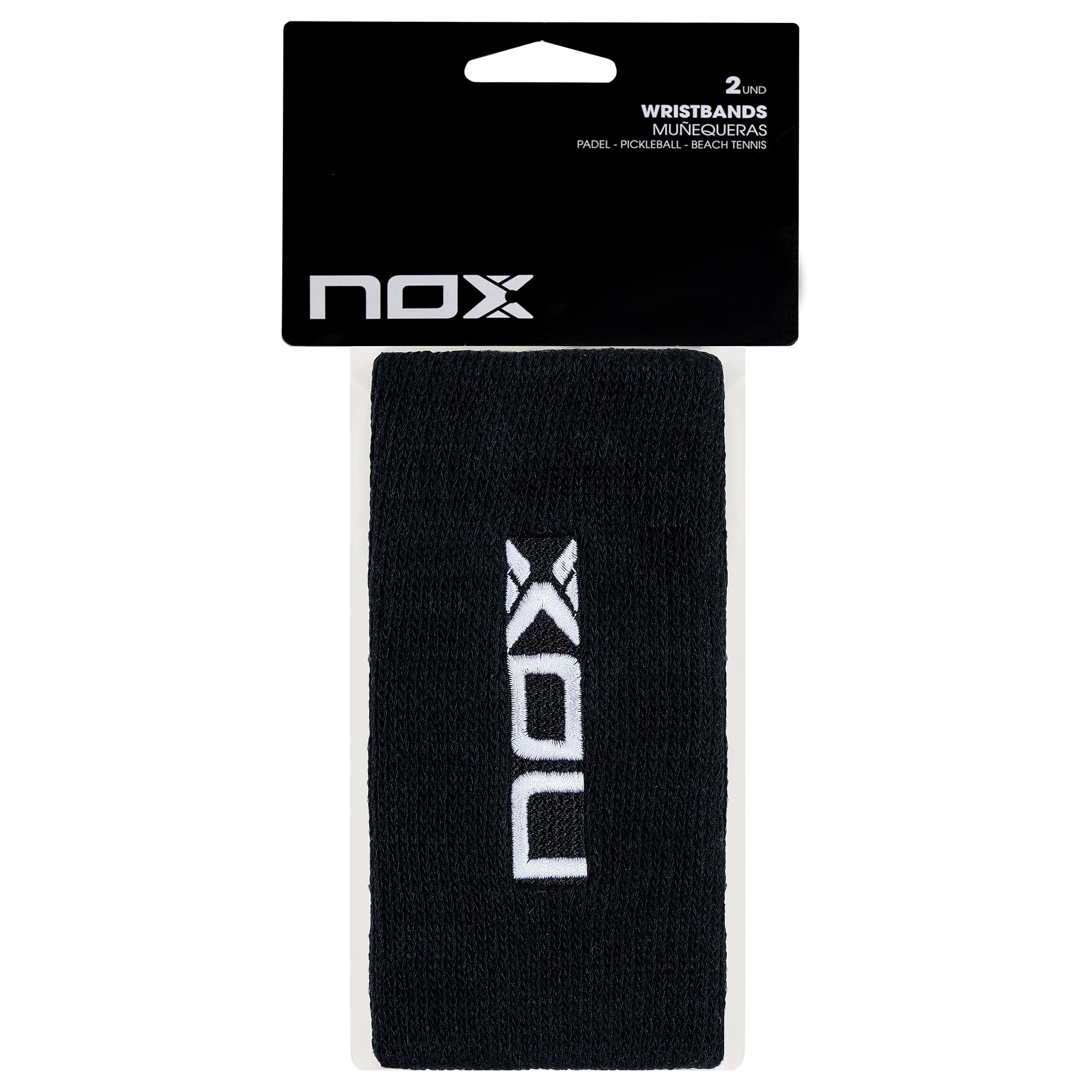 Blister (2 UDS) MUÑEQUERA NOX Larga Negra Logo Blanco MULNEBLA2UD