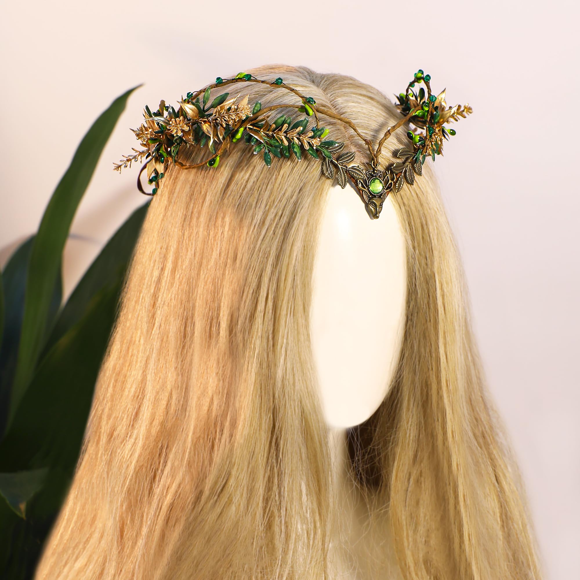 MOSTORY Corona de hadas de flores del bosque para cosplay, renacentista, Halloween, mujeres