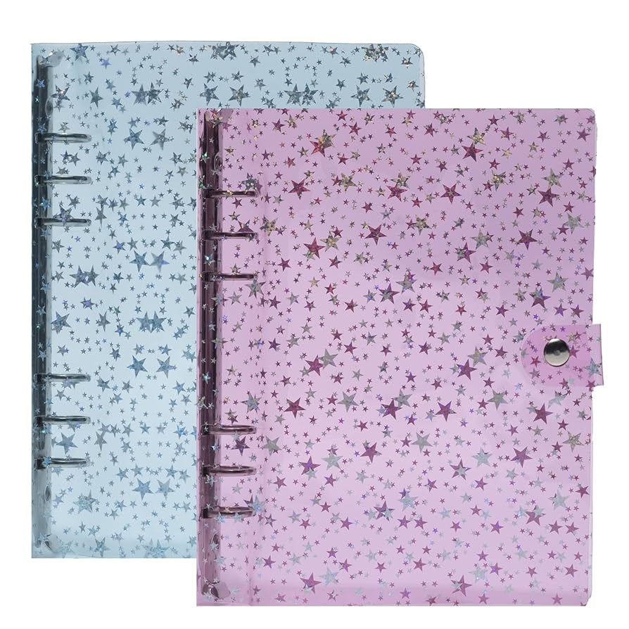 Amazon.com : NEWEST 2 Pack 6 Ring Binder Cover, A5 Glitter