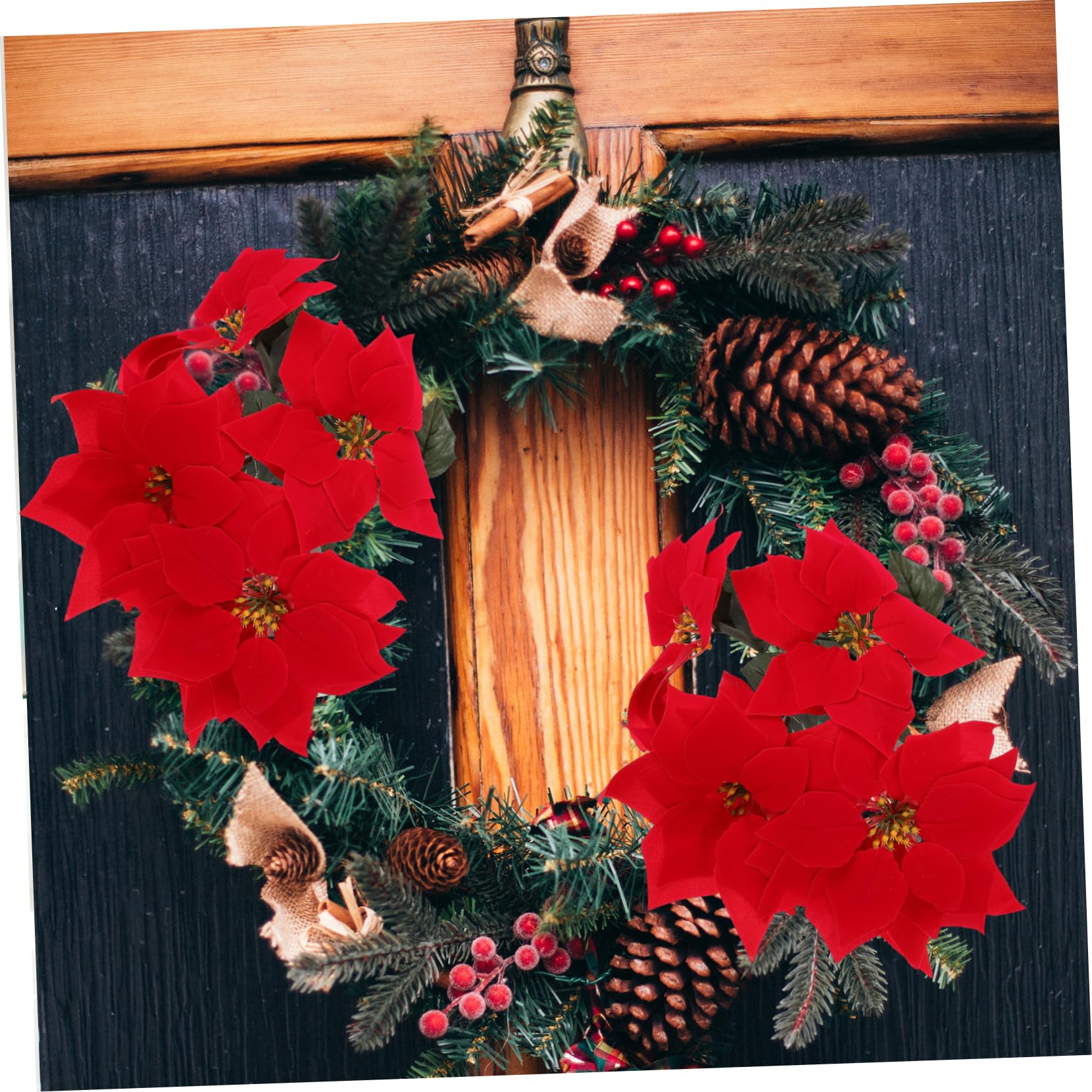 DECHOUS 2piezas Flores Artificiales de Navidad Poinsettia Roja Flores Navideñas y Navideños para Decoración de Centro de Mesa Adornos para Árbol de Navidad Hogar y Oficina