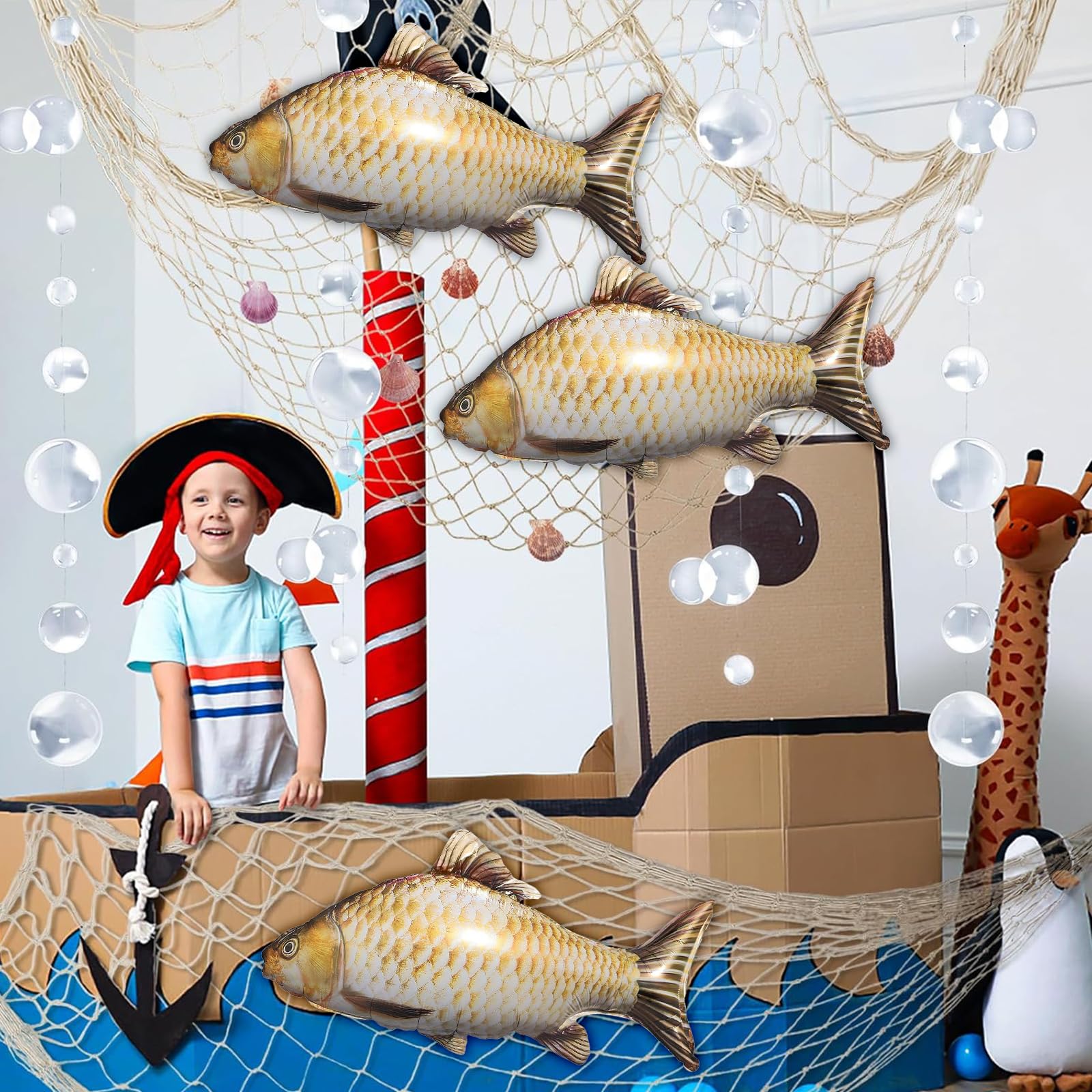 LRXIYODE 6er Set Fisch Ballons - Karpfen Motive Für Meeresthemen Party