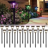 Vista 13 de CINOTON - Luces solares para caminos exteriores 2 en 1 con 4 modos de iluminación, luces LED impermeables IP65 con energía solar para pared, jardín