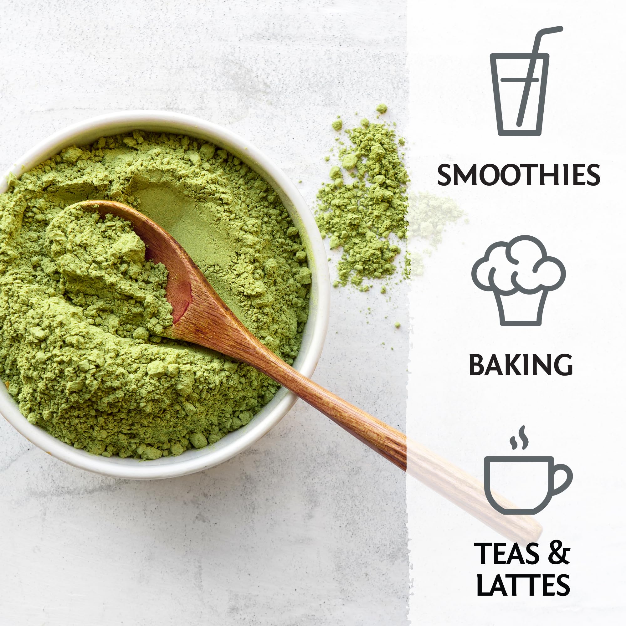 Organic Matcha Green Tea Powder Culinary Grade Matcha for Smoothies Baking Lattes Vegan Sugar Dairy Free 225 Servings — view 4