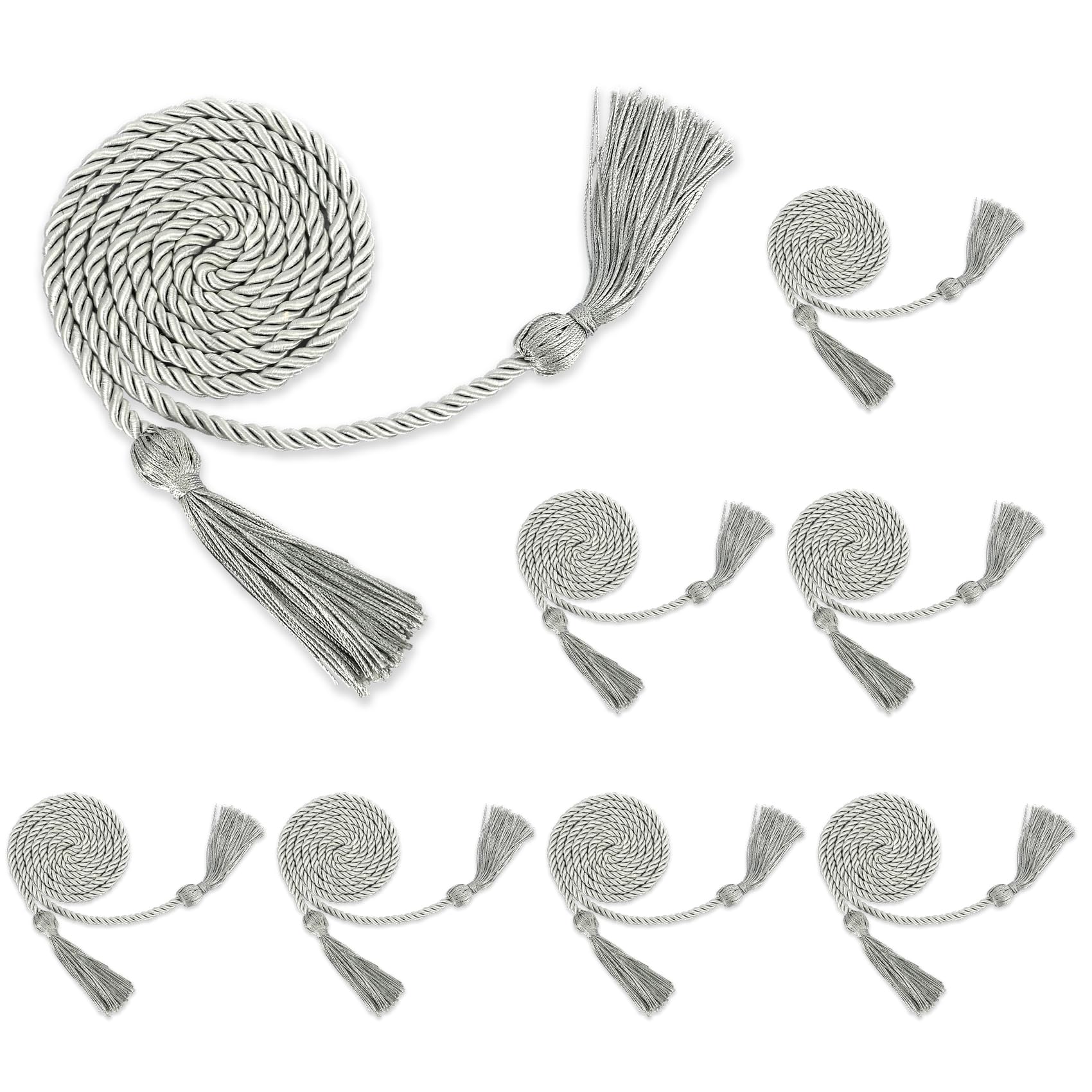 8pcs Honor Cords Graduation Cords 2026 Silver Honors Cords for Graduation Graduation Ropes Honors Cords Graduation Accessories 67" Long Braided Cords