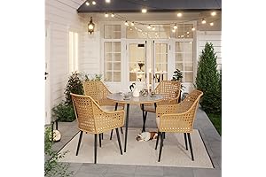 Verano Garden 5 Pieces Patio Dining Chair Set for 4 with Round...