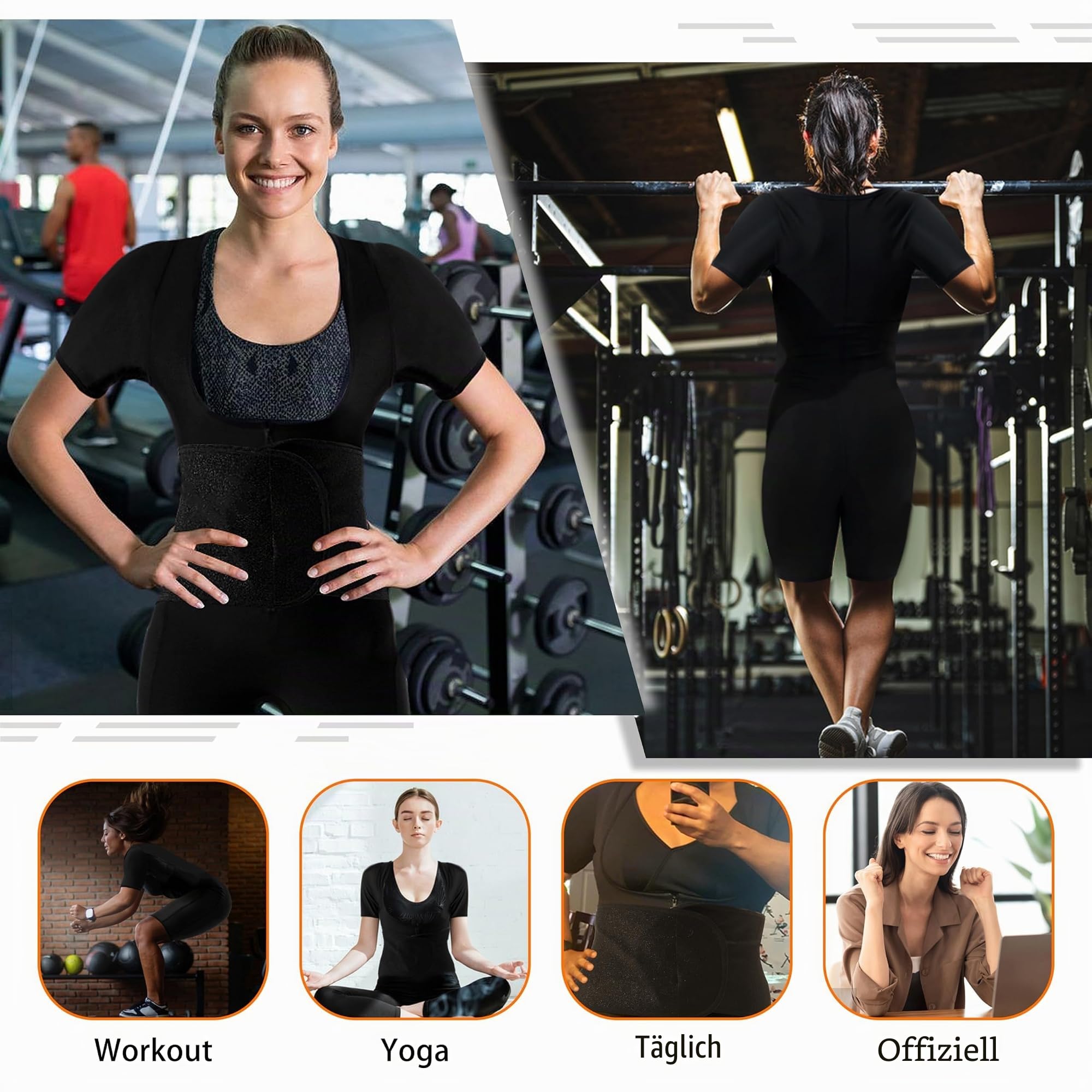 Sauna Anzug für Frauen Schweißanzug Taille Trainer für Gewichtsverlust 4 IN 1 Abnehmen Ganzkörper Shaper Sauna Jumpsuit Workout Weste mit Shorts