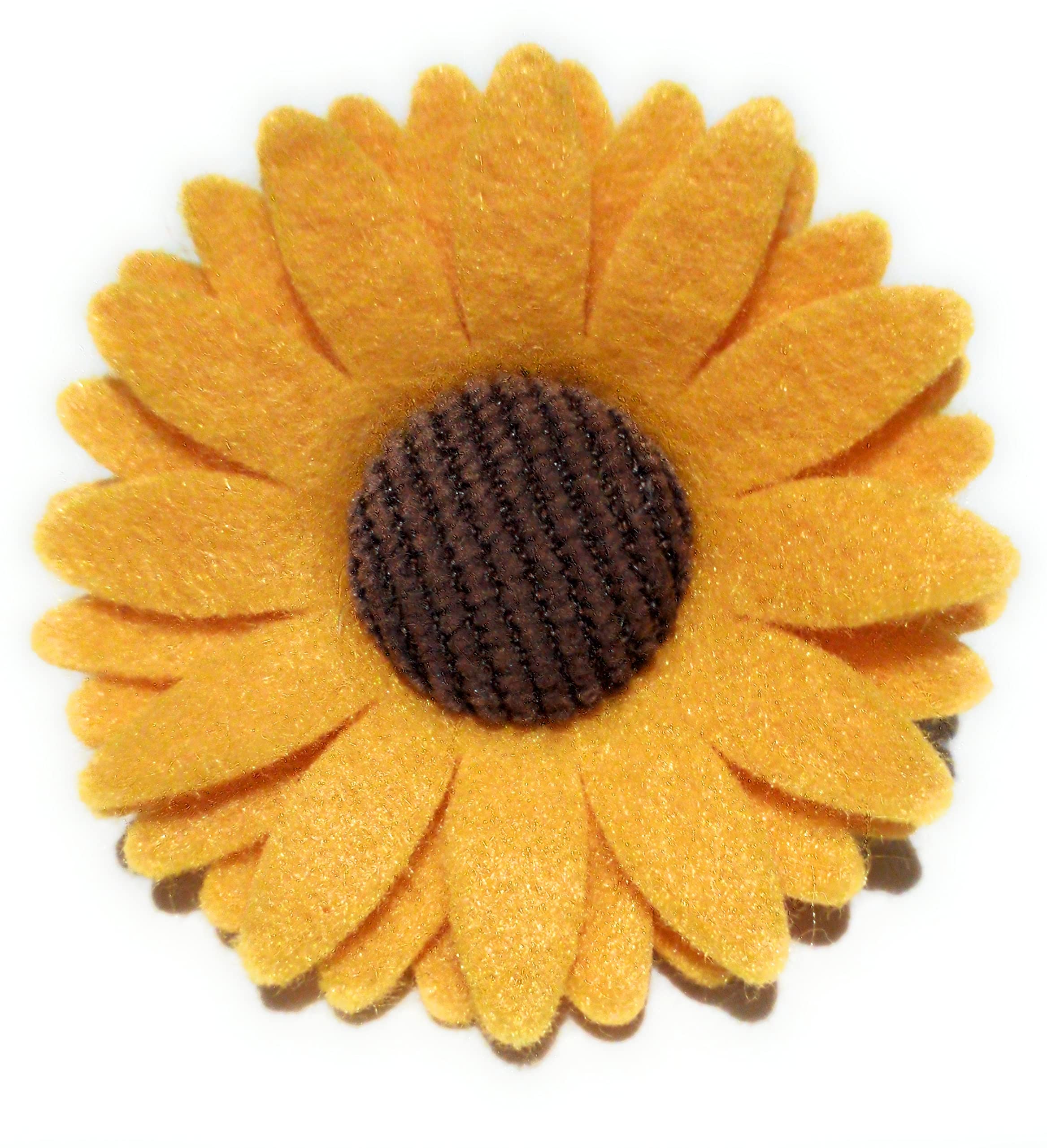 HandmadeFelt Sunflower Brooch With Cute Corduroy Button. 5 CM.