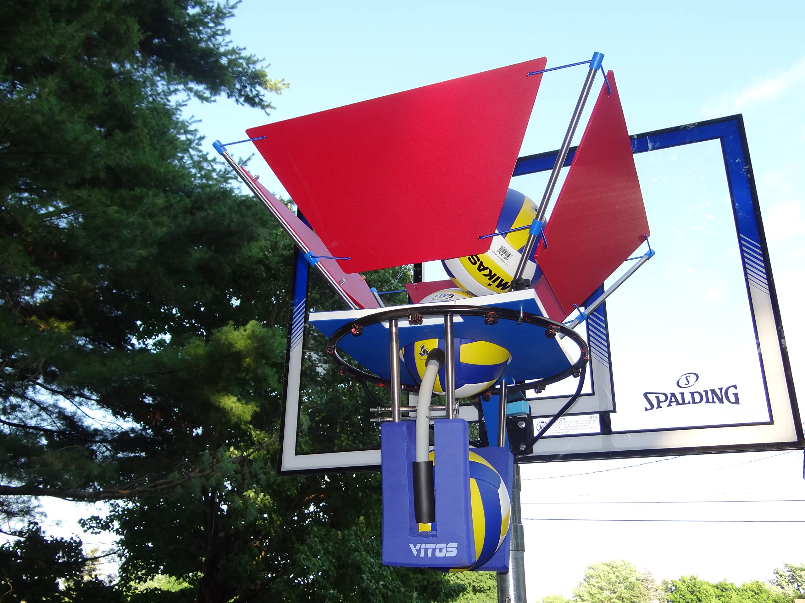 Volleyball Spike Trainer. (On Basketball Systems) Red - White - Blue.