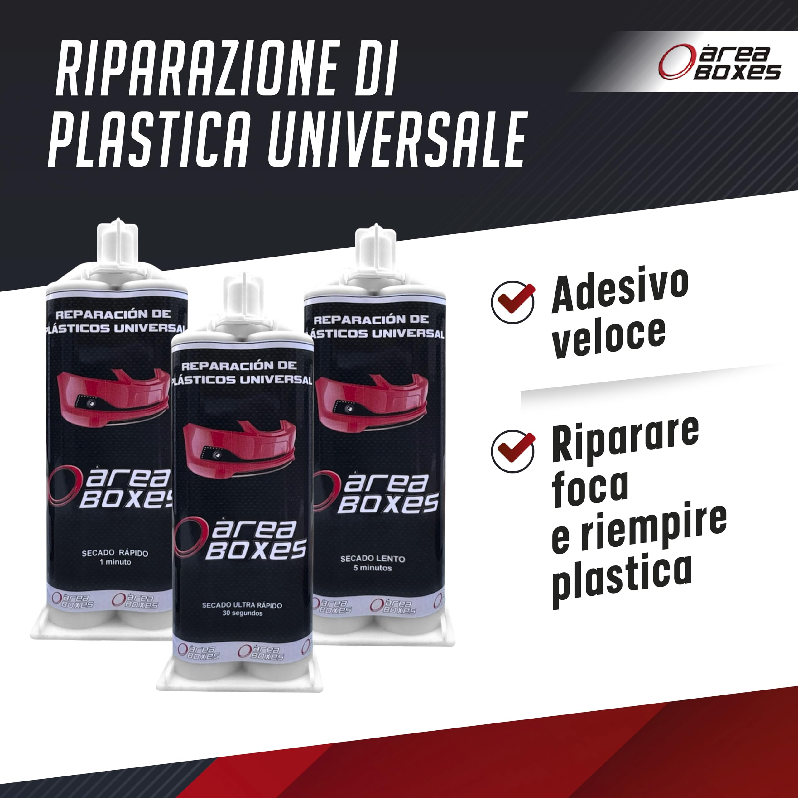 Colla epossidica 2 componenti P/pistola. Colla bicomponente per plastica [STRAFORTE]. Sigillo, Riempito E Incolla Tutte Le Plastiche, Dall'Uso Industriale A Domestico E Automotive (RAPIDO)