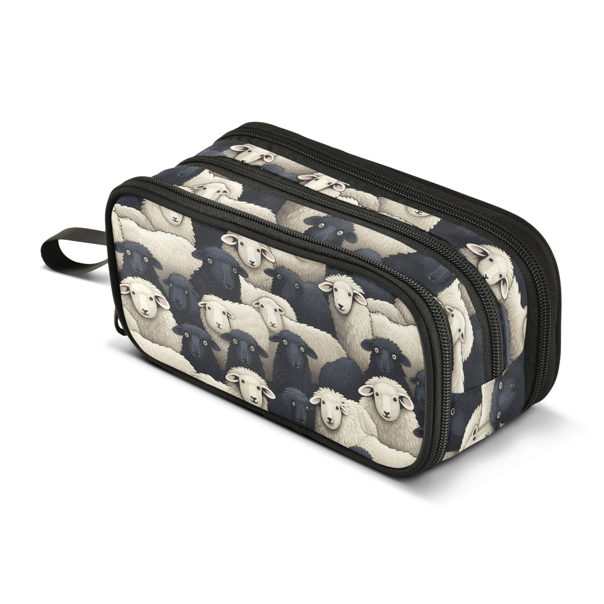Large Pencil Case, Big Capacity Pencil Bag Pen Pouch Holder 3 Compartments, Animal Sheep School Office Supplies Stationery Makeup Bag Storage Organizer for Students Girls Boys Women Men โ image 1
