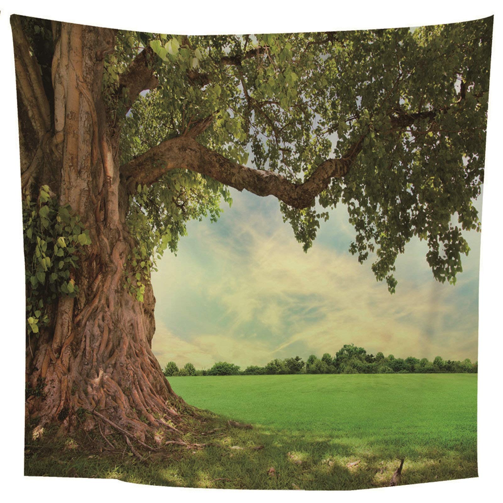 Tapiz casero para colgar en la pared, tela de poliéster para colgar en la pared, tapiz de playa, 240 x 220 cm, tapiz verde para decoración de pared para dormitorio