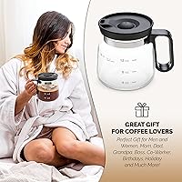 Vista 5 de Coffee Mug in Coffee Pot Shape 4” Tall – Compact 16 Oz Glass Carafe Design with Sip Lid Fun Gift for Java Lovers Cute, Compact Novelty Joe Mug