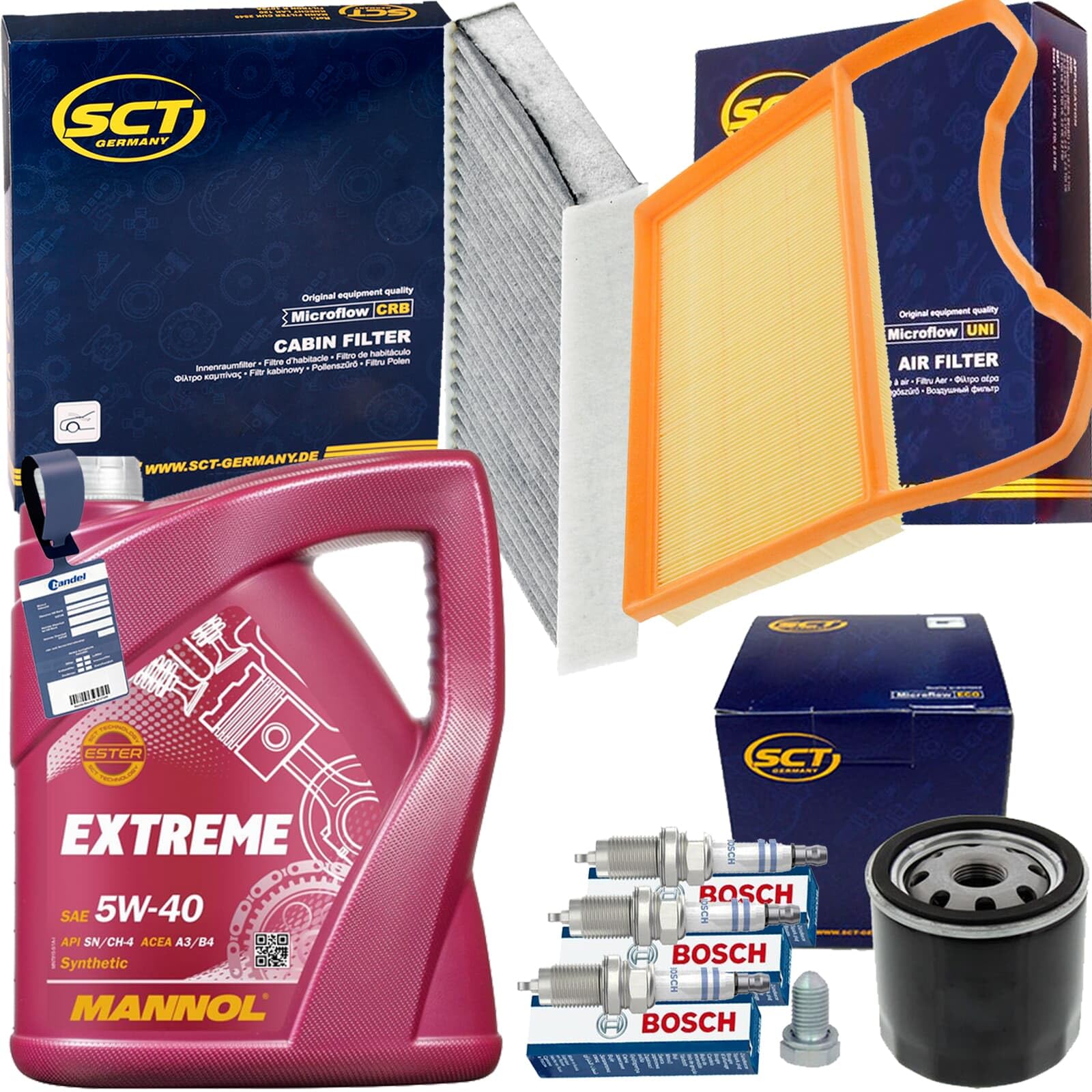 Filterset Inspektionspaket+Mannol 5-40 Öl | SM836 /(OC295)+SB2391+LA811+Motoröl+Zk Kompatibel mit Citigo (NF1),Load Up! (121, 122, BL1, BL2),Mii (KF1, KE1),UP! (121, 12