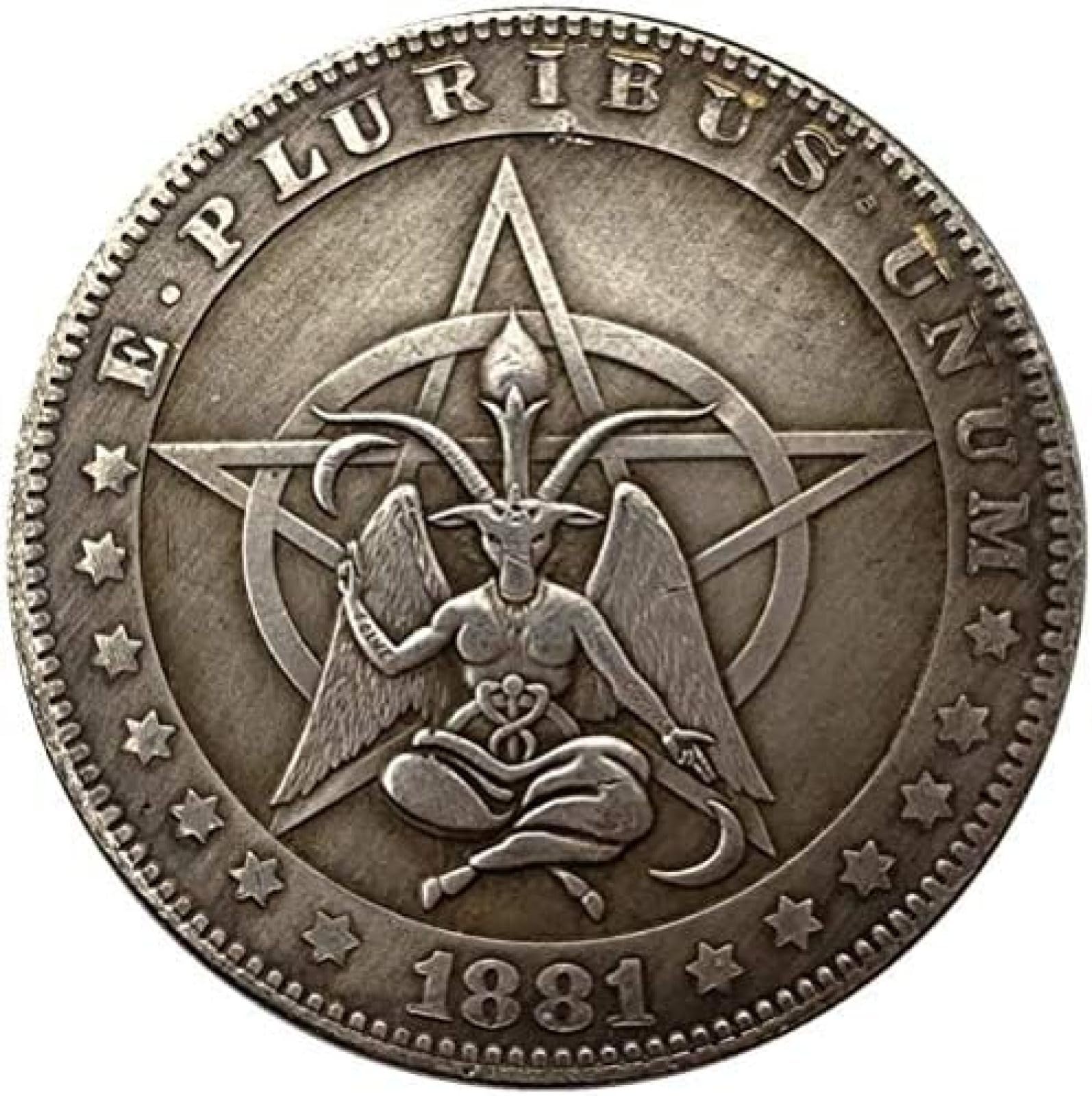 WLZQELVCF 1881 Wanderer Goat Angel Animal Antique Copper Old Silver Coin Yin Yang Copy Souvenir Collection Commemorative Coins