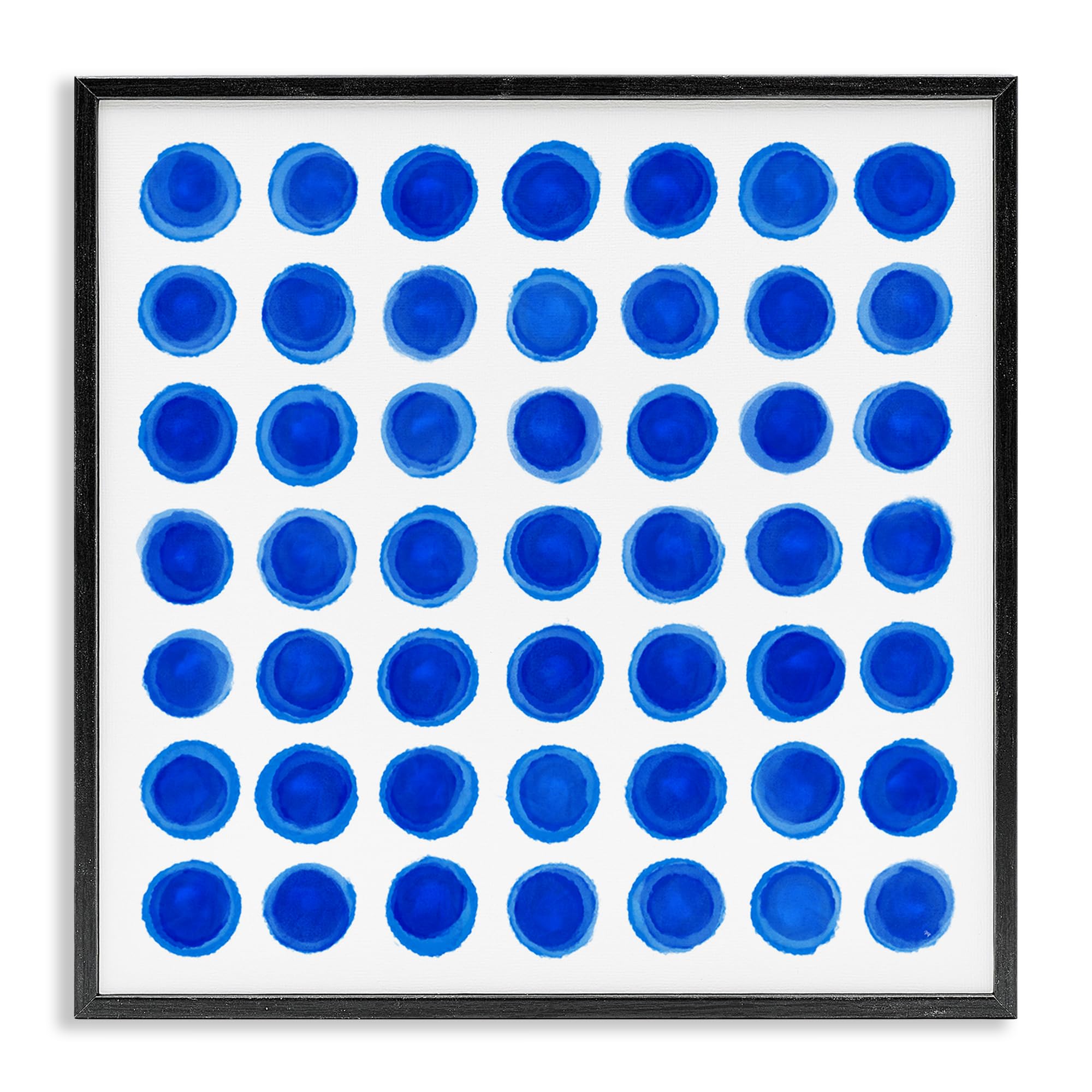 Stupell Industries Midnight Black (Textured) Blue Dots Uniform Pattern, 17 X 17 Inch Framed Giclée Print