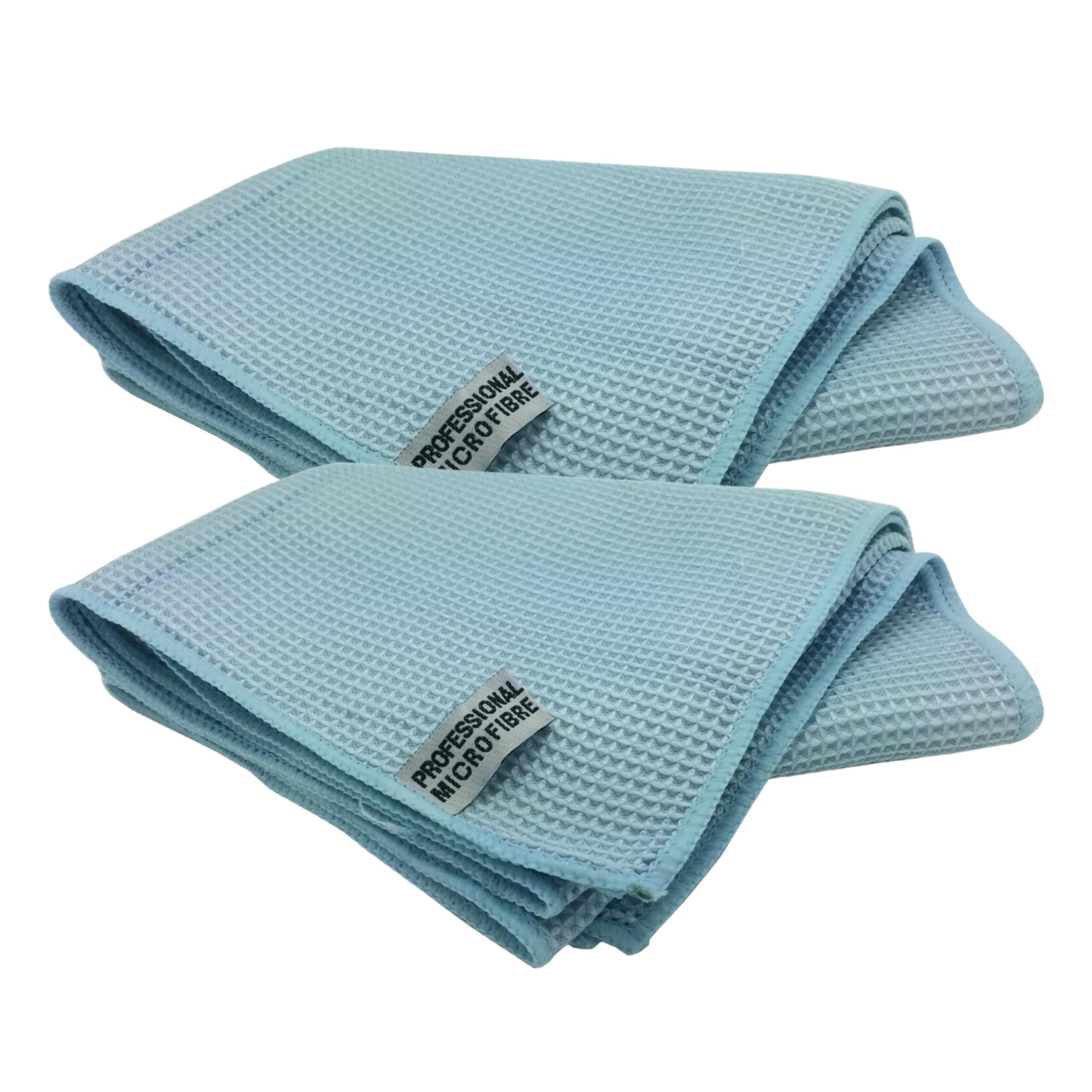 Tek Automotive Blue Deep Waffle Microfibre Car Drying Towels – Twin Pack Extra Large 60X80cm Fast Absorbent & Streak-Free