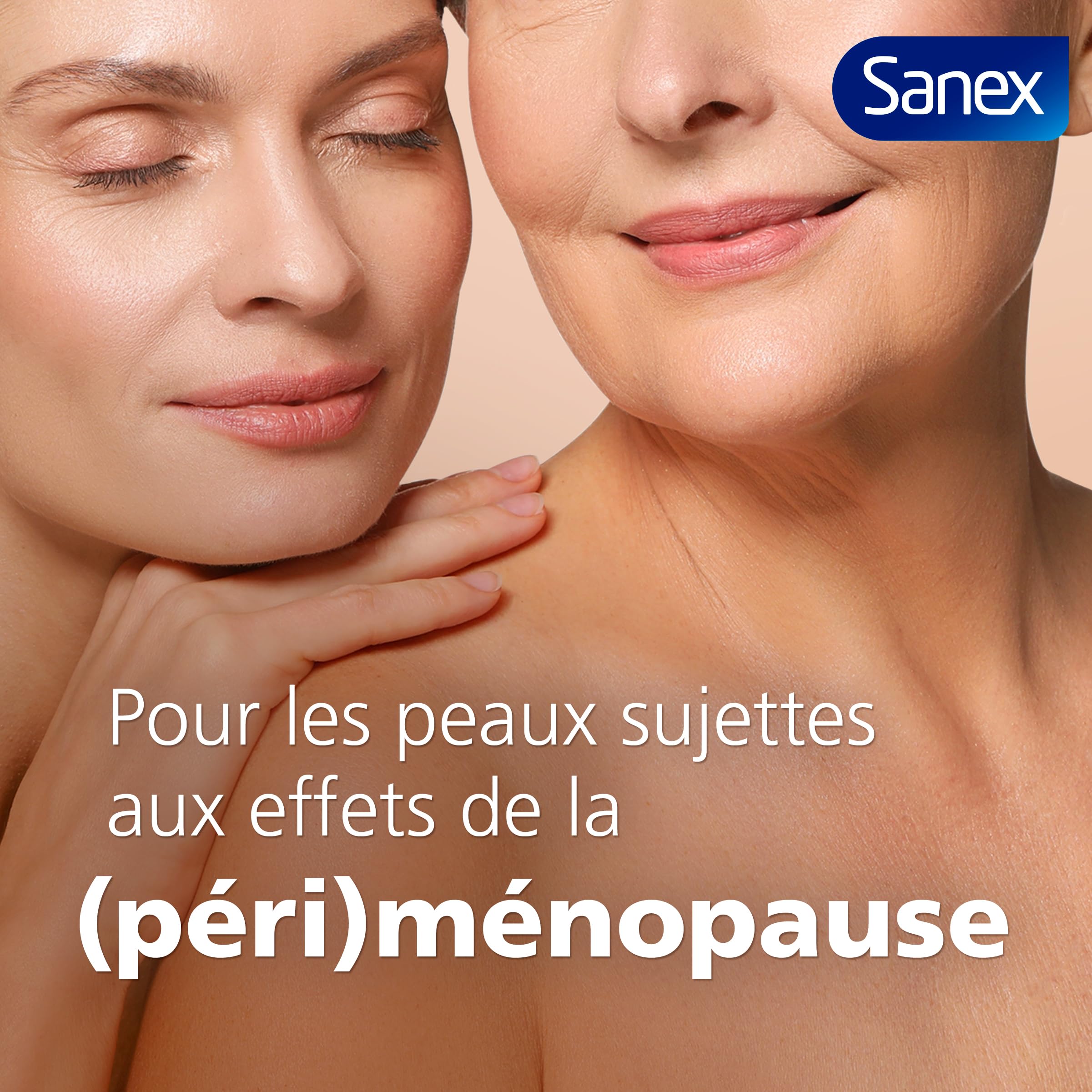 SANEX - Crème de Douche Derma Ménopause - Gel Douche - Soin pour Peaux en Périménopause et Ménopause - Hydratation 24h et Réduction des Tiraillements - Lipides et Acide Hyaluronique - Format 425ml