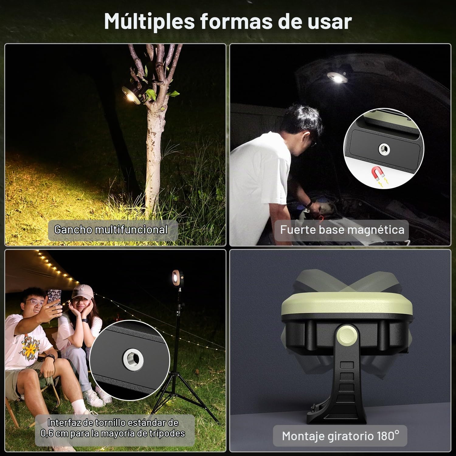 KLARUS WL3 Linterna de Trabajo de 1500 lm , Luz de camping, luz de trabajo recargable de 13500 mAh, linterna de camping con 6 modos&5 colores, base magnética, gancho, lámpara de inspección IPX5