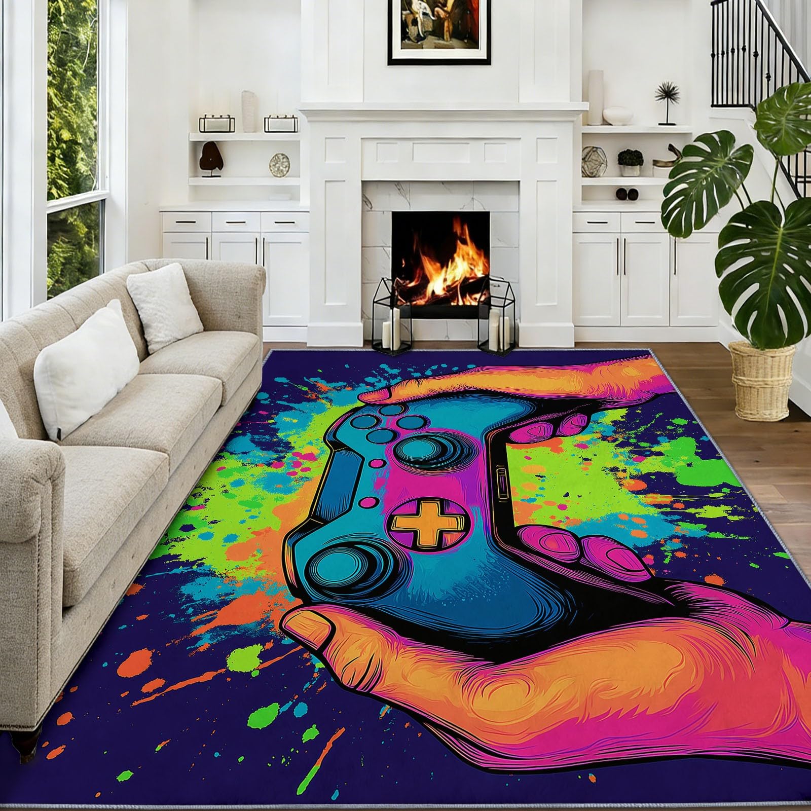 Ultra miękki dywan flanelowy 180 x 240 cm zestaw do kontrolera rozprysków nowoczesny dywan antypoślizgowy i zmywalny dywan do salonu i sypialni - wzór 3D, krótkie włosie i łatwe do czyszczenia, kolor
