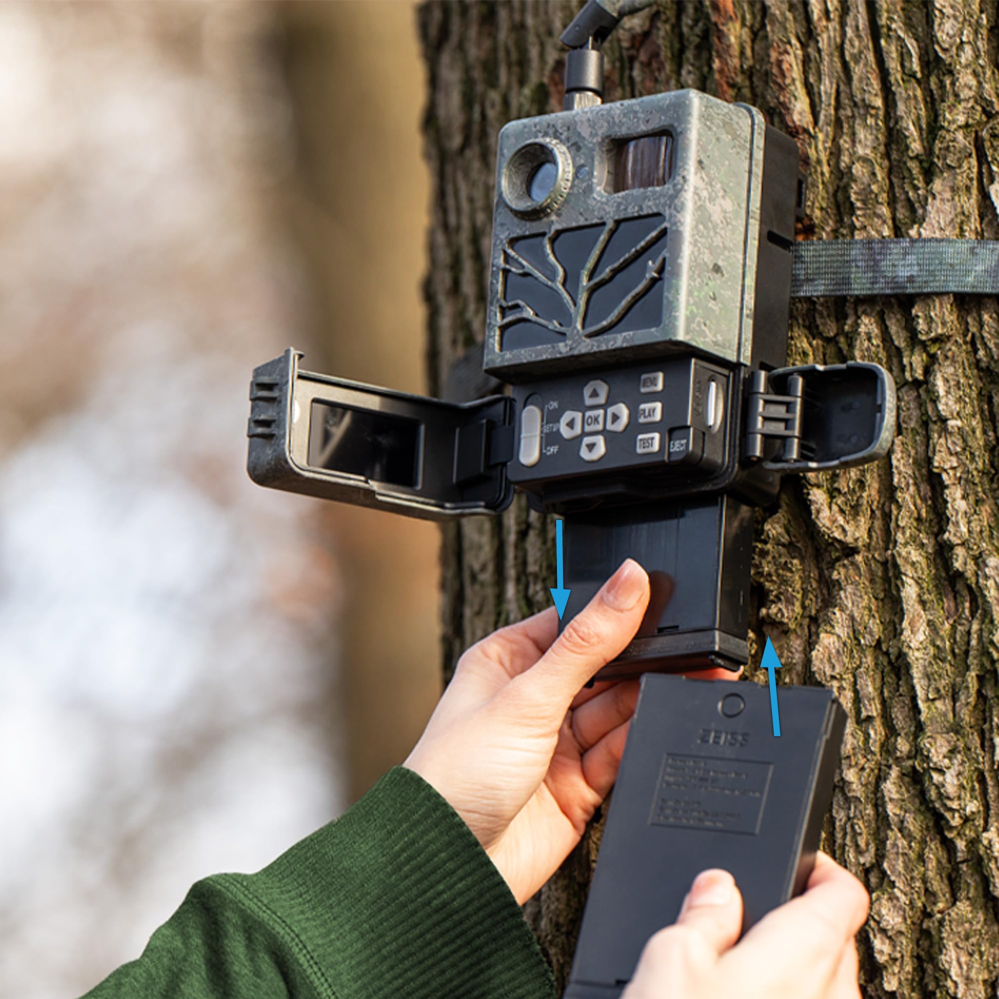 ZEISS Power Pack – kompatibel mit ZEISS Secacam 1 & 3, 5000mAh Akku mit Battery Management System (BMS), Wiederaufladbar per USB-C, Langzeit-Stromversorgung, für Wildkamera mit Handyübertragung