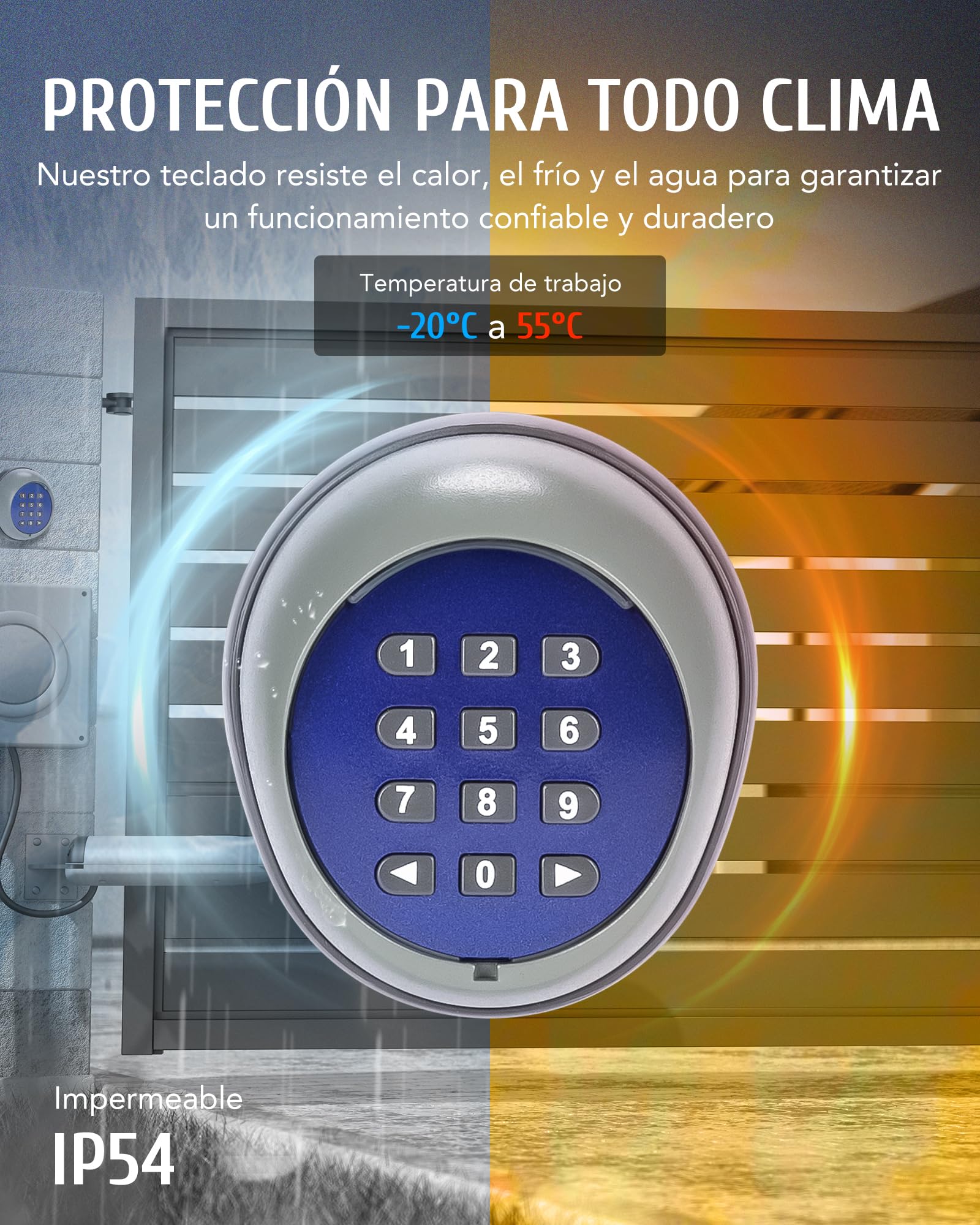 CO-Z Teclado Inalámbrico para Motores Puertas de Marca CO-Z, Sistema de Seguridad para el Hogar con Alcance de 200 m, Transmisor Inteligente sin Cables para Uso Interior y Exterior