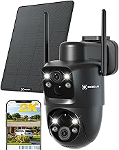 COCOCAM 2K Doppio Obiettivo Telecamera Wi-Fi Esterno Senza Fili, 6W Pannello Solare, Batteria 10000mAh, Doppio PIR e Rilevamento Umano AI, Visione Notturna Colori, 355°P 90°T, WiFi 2.4G
