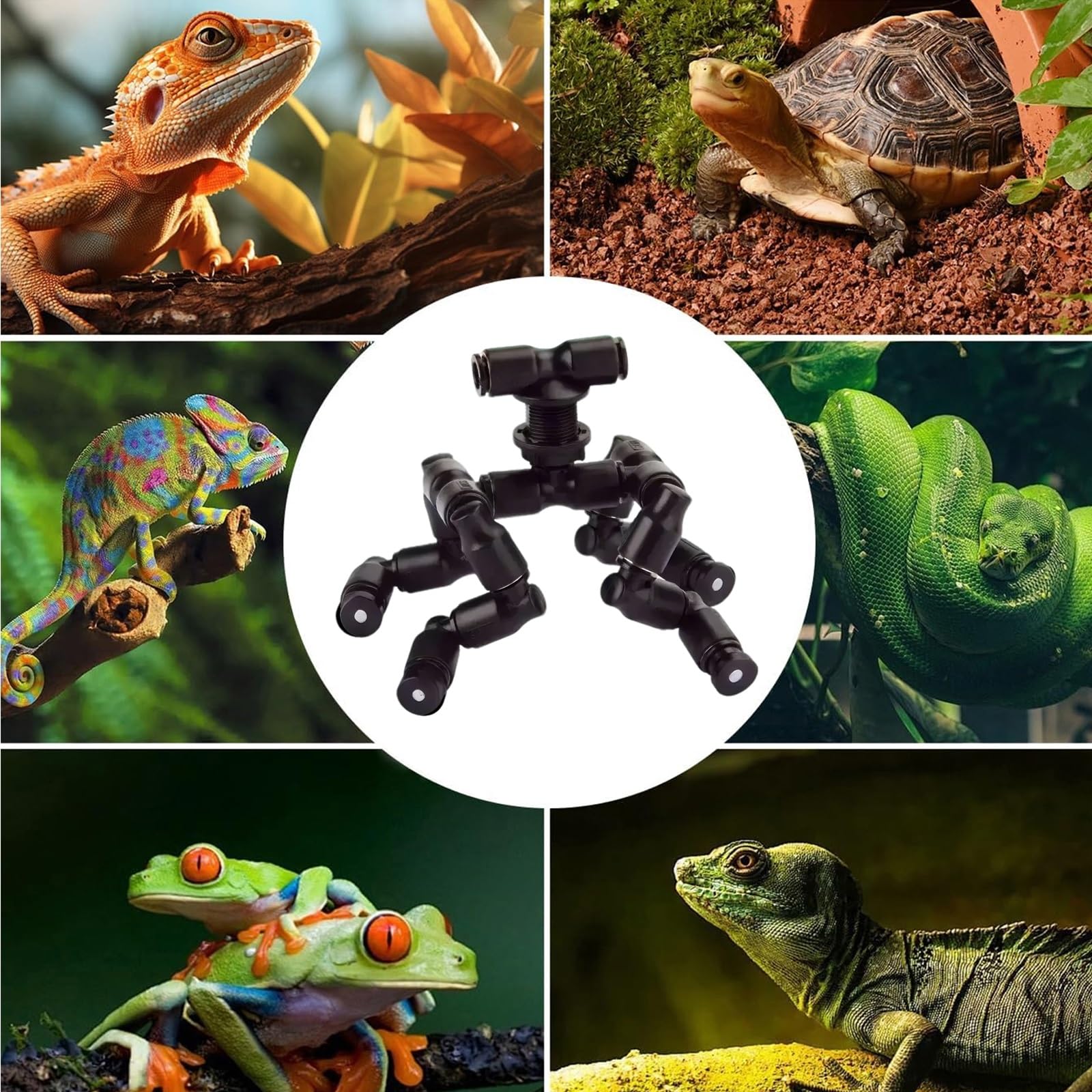 Boquillas de Pulverización para Nebulizador de Reptiles, Boquilla Desmontable Ajustable de 360°, Boquillas de Pulverización de Nebulización Negra(Four nozzles,3pec)