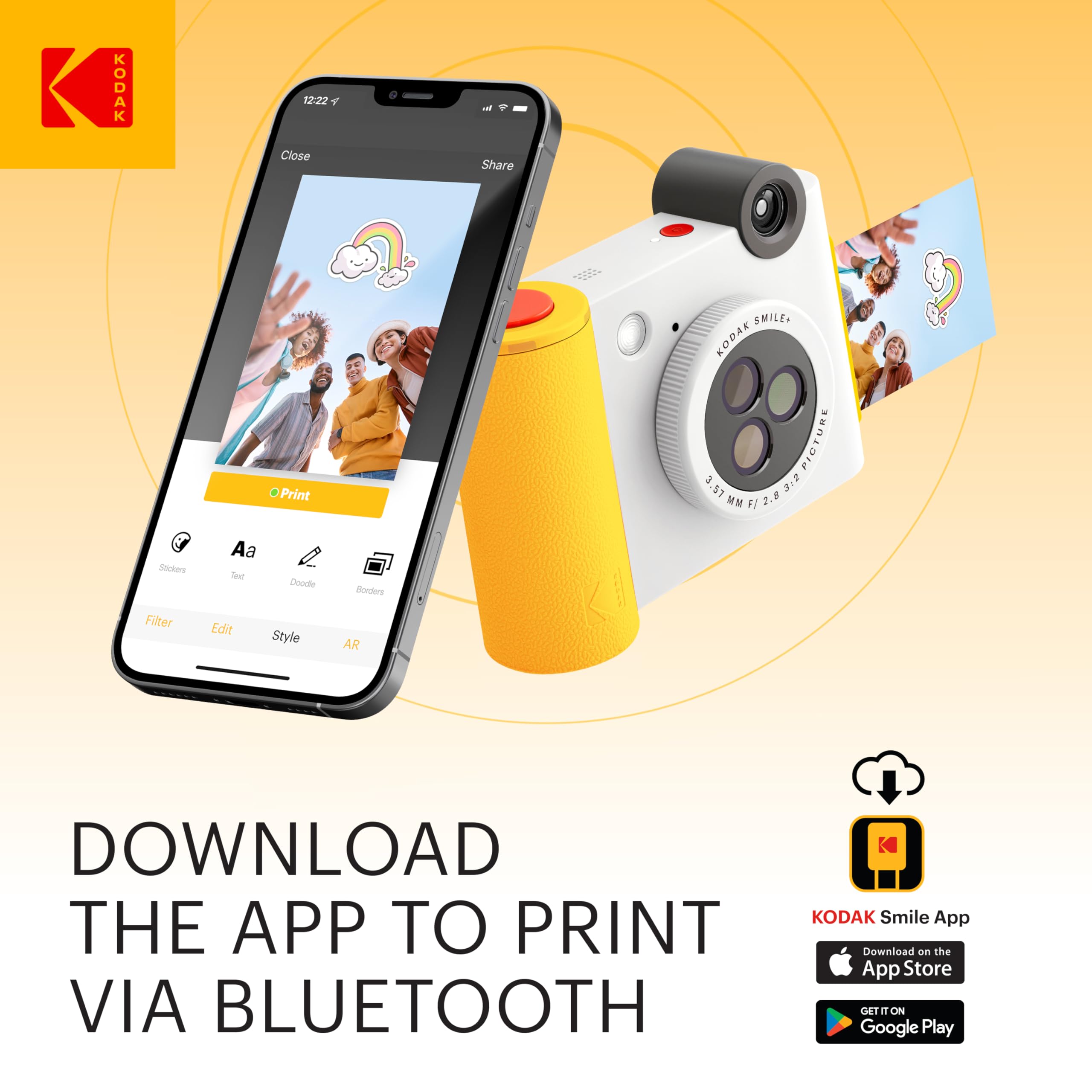 KODAK Smile+ 2-in-1 Digital Instant Camera & Wireless Bluetooth Photo Printer, 10MP, Special-Effect Rotating Lens - Image 3