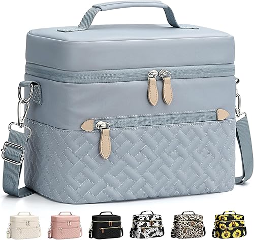 Miniatura 8 de Capolo - Lonchera para mujeres, hombres y adultos, bolsa de almuerzo aislada a prueba de fugas con correa extraíble, lindas bolsas de almuerzo