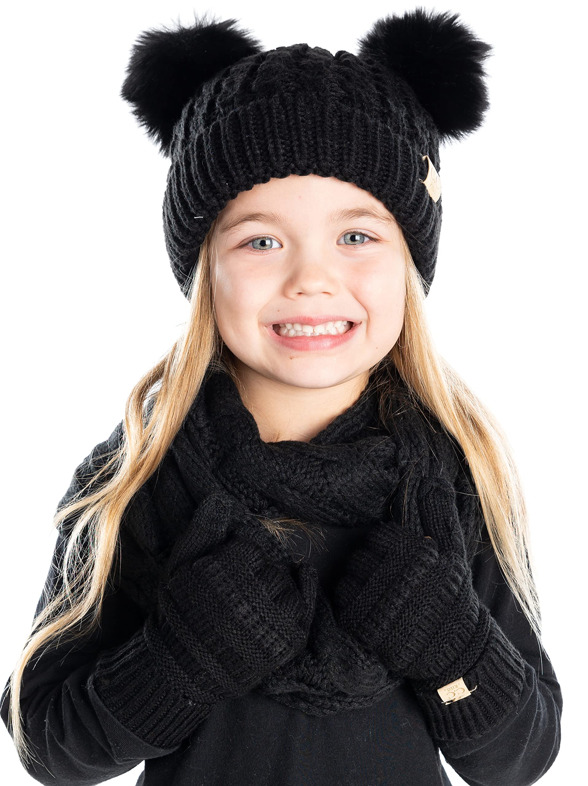 Funky Junque Matching Sets Kids Beanie Hat Scarf Texting Gloves Bundle Girls Boys Toddler