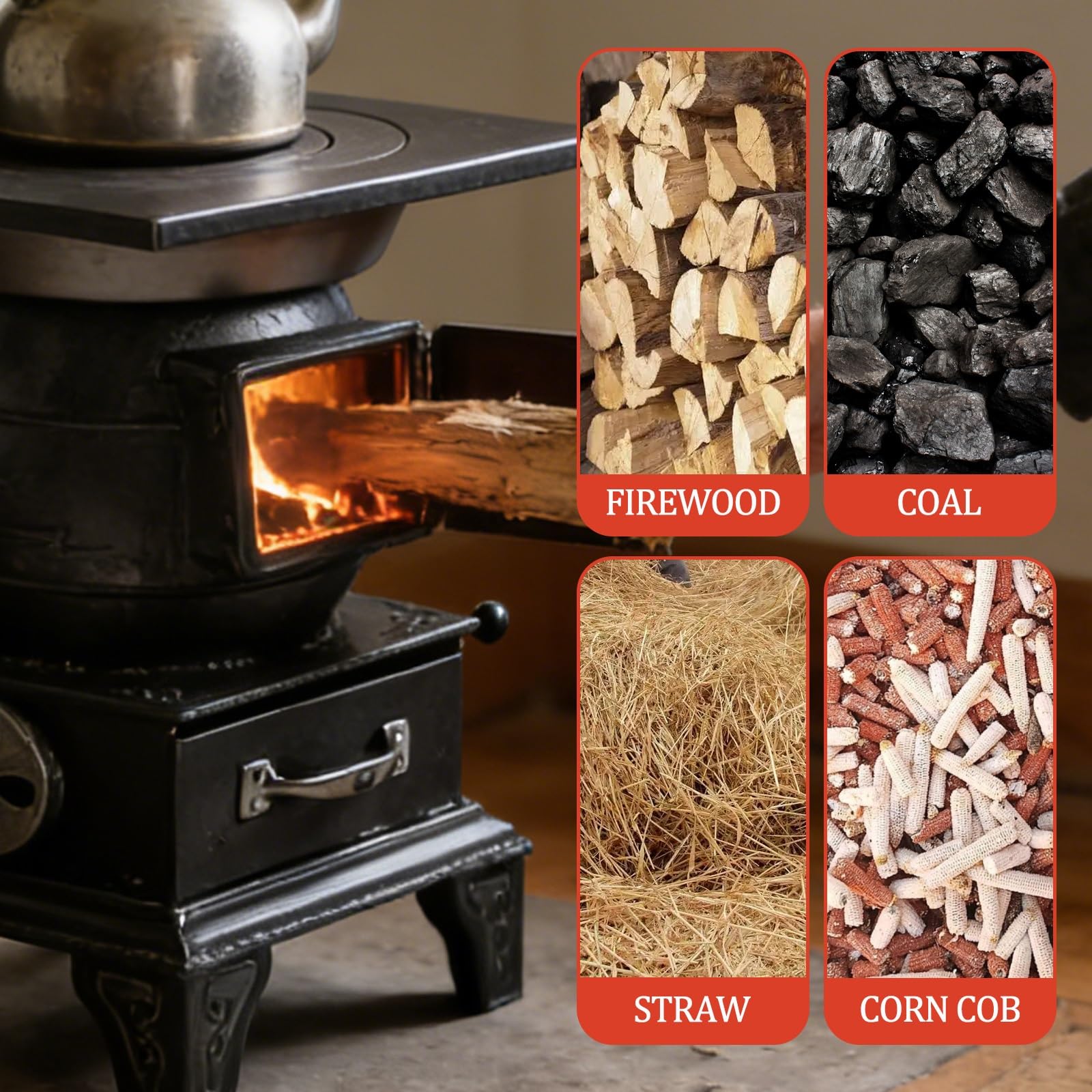 Stufa A Legna Interna, Stufe A Pellet Per Riscaldamento Domestico In Ghisa, Alta Efficienza Termica, Facile Da Pulire Per Camping