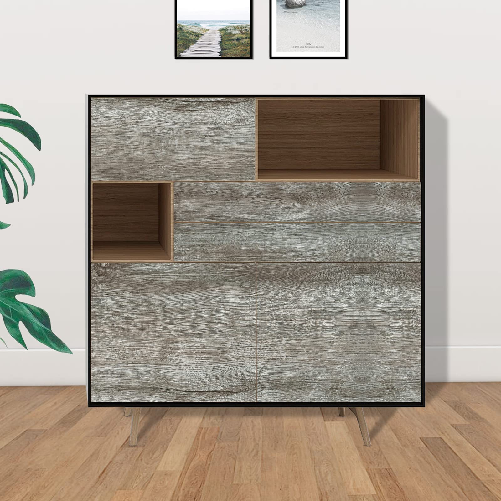 Buy Caltero Grey Wood Contact Paper 17.7’’×118’’ Gray Wood Wallpaper