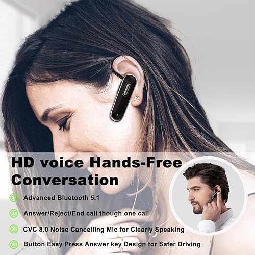 Miniatura 4 de DTALL Auriculares Bluetooth, V5.1 Auriculares inalámbricos ultraligeros para teléfonos celulares con pantalla de batería, estuche de carga de 96