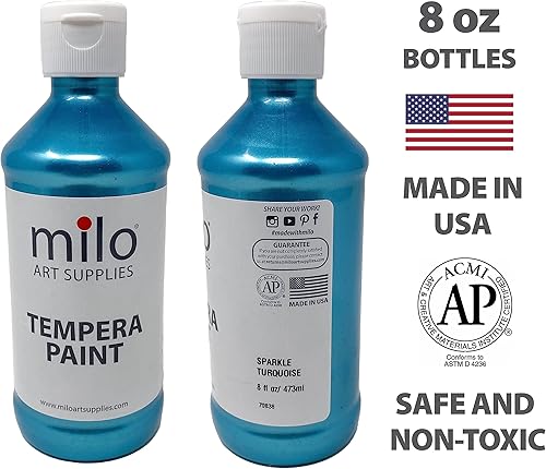 Miniatura 4 de milo Pintura lavable para niños  Témpera nacarada brillante  Juego de 8 colores de botellas de 8 onzas  Fabricado en los Estados Unidos  Pinturas de