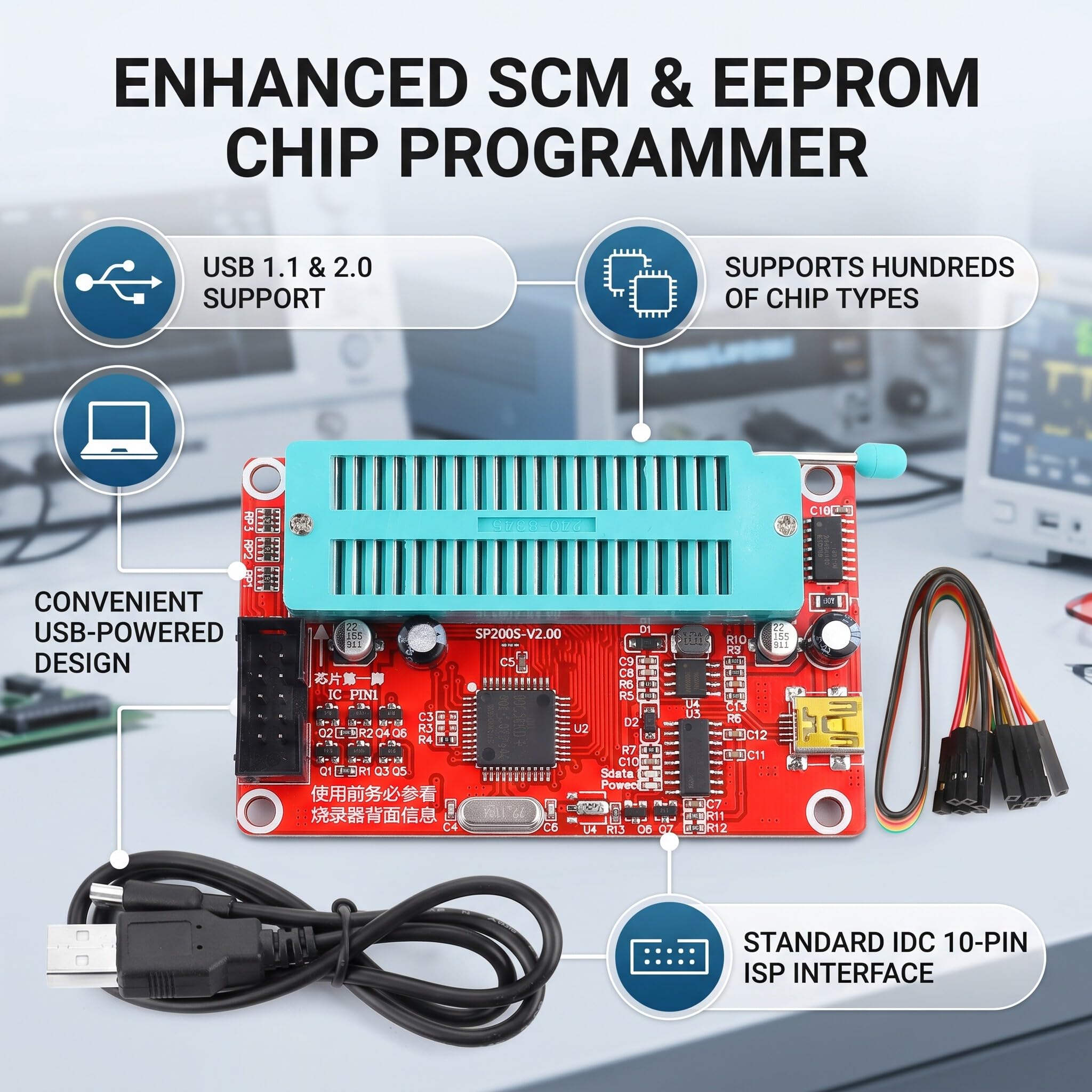 Scm / 24/93 Series Eeprom Memory Chip Programming Burner, SP200SE
