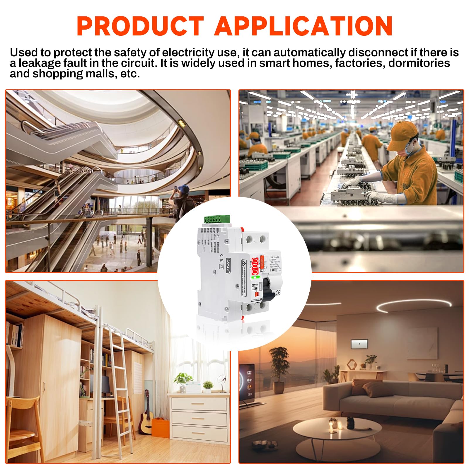 Jadeshay Interruttore Differenziale 30mA 40A Salvavita con Riarmo Automatico WiFi Magnetotermico Differenziale Tipo A Controllo Remoto Tramite Tuya sul Cellulare o Manuale,230V con Display LED