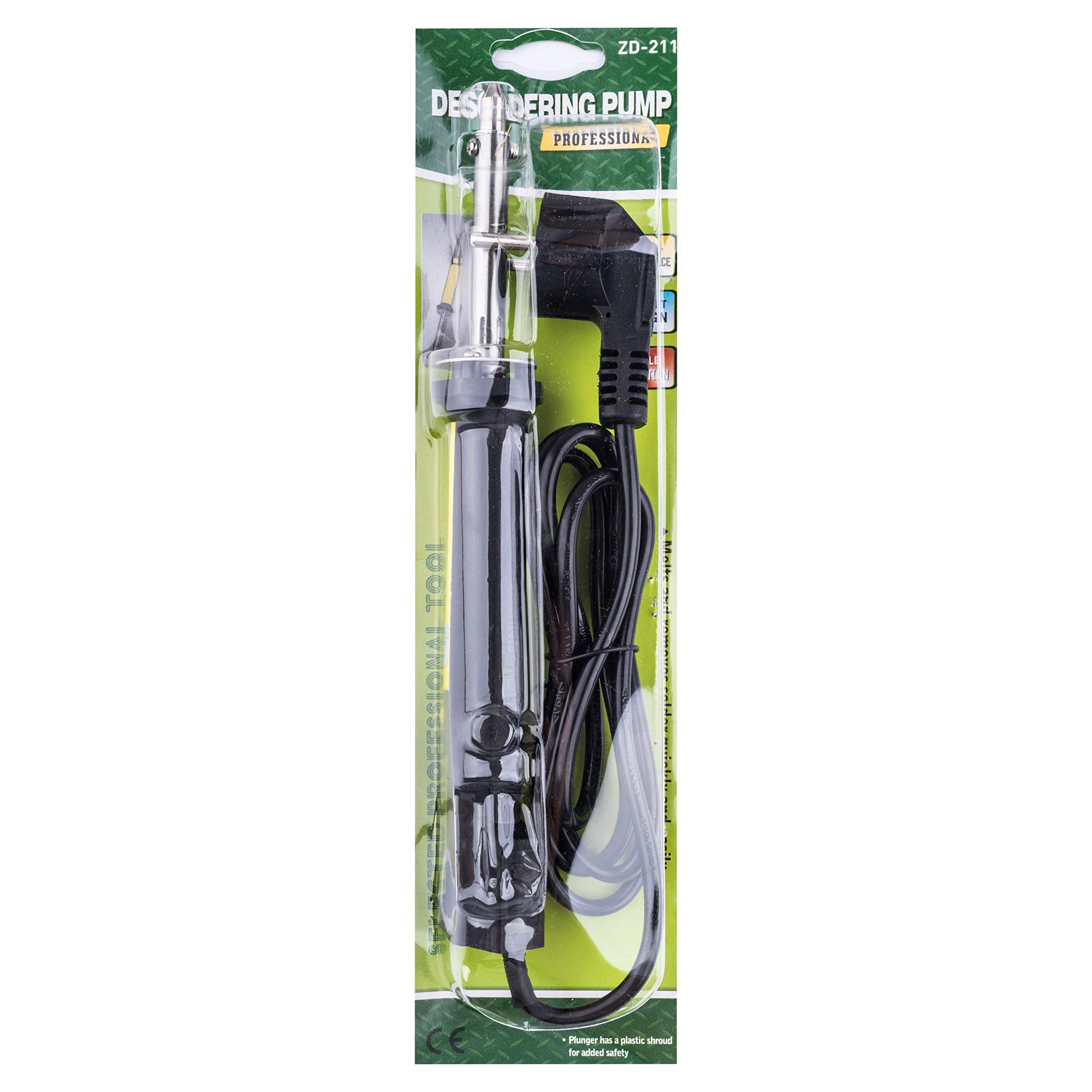 Entlötsauger con Riscaldamento ZD-211 Entloetpumpe 40W Entlötsaugpumpe Metall-Spitze Funzionamento di uno Manuale