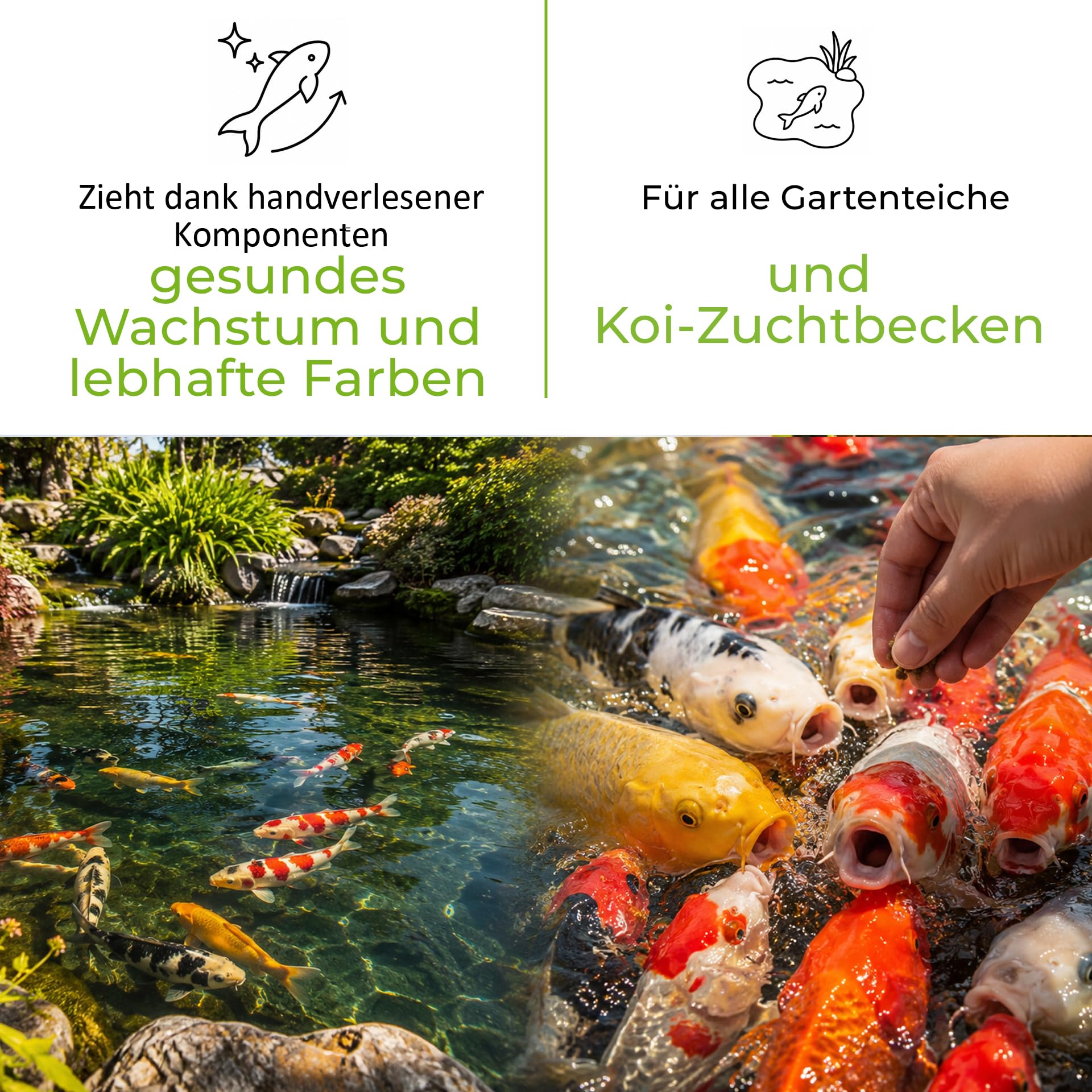 UGF - mieszanka KOI z owadami, 2 kg, bogata w białko karma KOI i karpia dla zdrowego wzrostu i koloru – pokarm dla ryb, staw, pływająca karma dla ryb stawowych