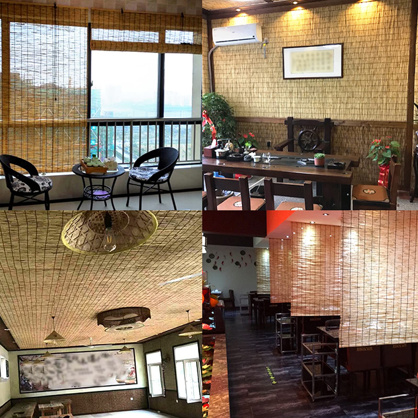 Tenda avvolgibile ecologica in bambù naturale per interni ed esterni, perfetta protezione solare per balcone, patio o sala da tè (160 x 220 cm)