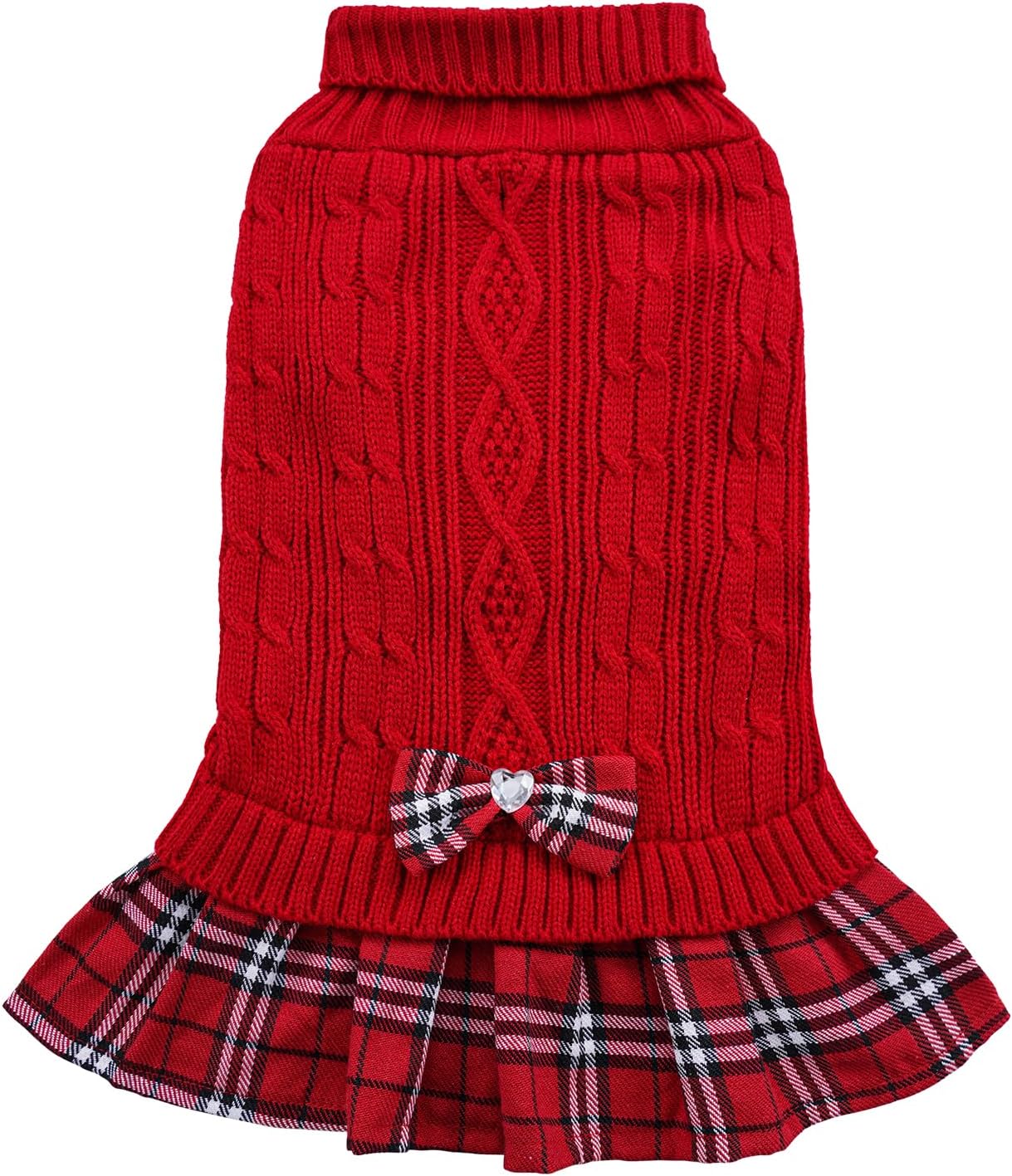 YUDODO Dog Sweater Dress for Small Dogs Winter Warm Dog Turtleneck Sweater Soft